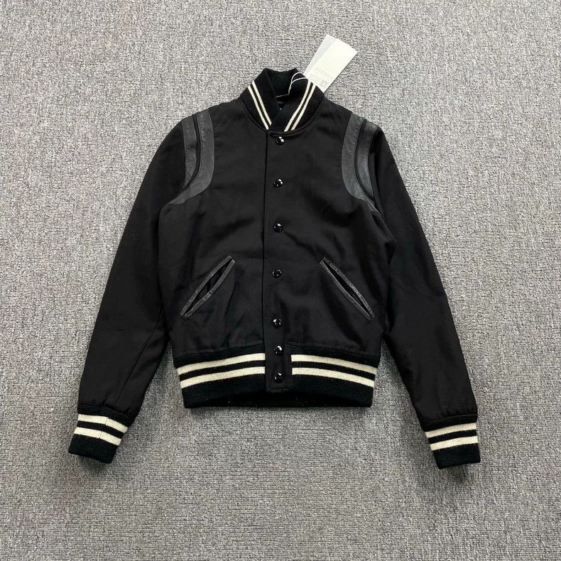 Saint Laurent Paris SAINT LAURENT Black and White Baseball Jacket- DMC Size US S / EU 44-46 / 1 - 1 Thumbnail
