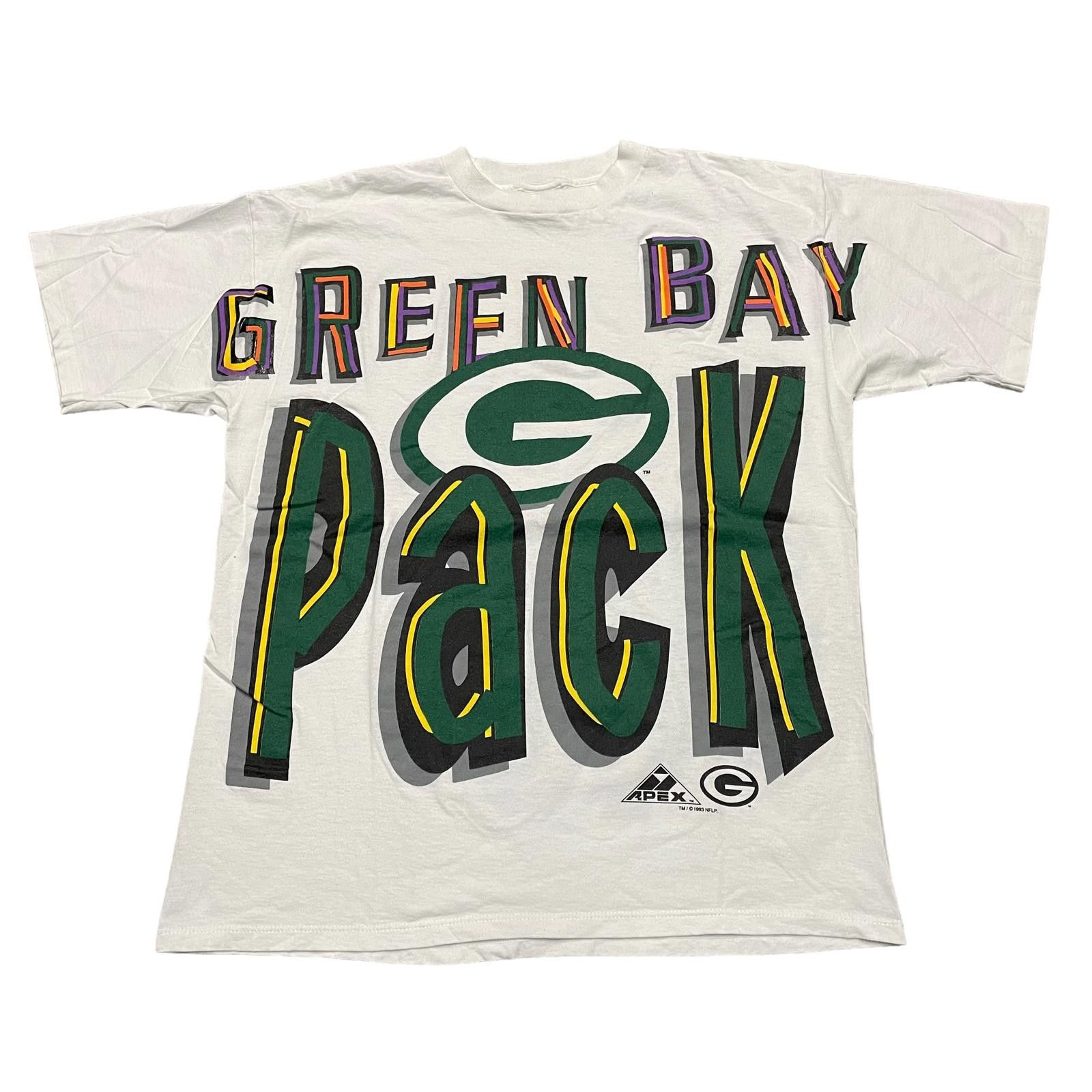 Image of Designer Vintage 90's Shirt Mens XL Green Bay Packers Nfl Apex One Aop in White