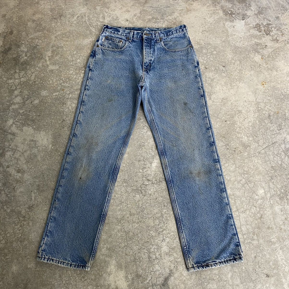 VTG Carhartt Blanket Lined Relaxed Fit Light Blue Jeans