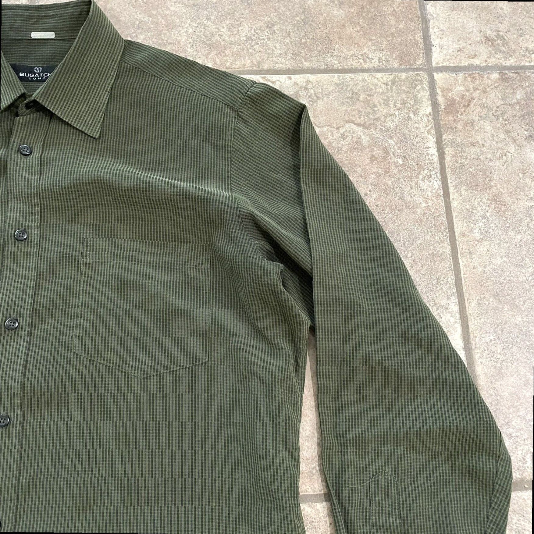 BUGATCHI Bugatchi Uomo Mens Long Sleeve Green Plaid Button Down Shirt Adult Large Size US L / EU 52-54 / 3 - 2 Thumbnail
