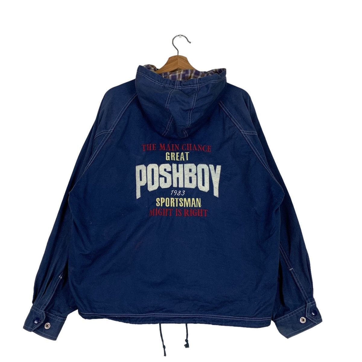 Japanese Brand POSH BOY Big Logo Hooded Chore Jacket #0579-C26 Size US L / EU 52-54 / 3 - 1 Thumbnail