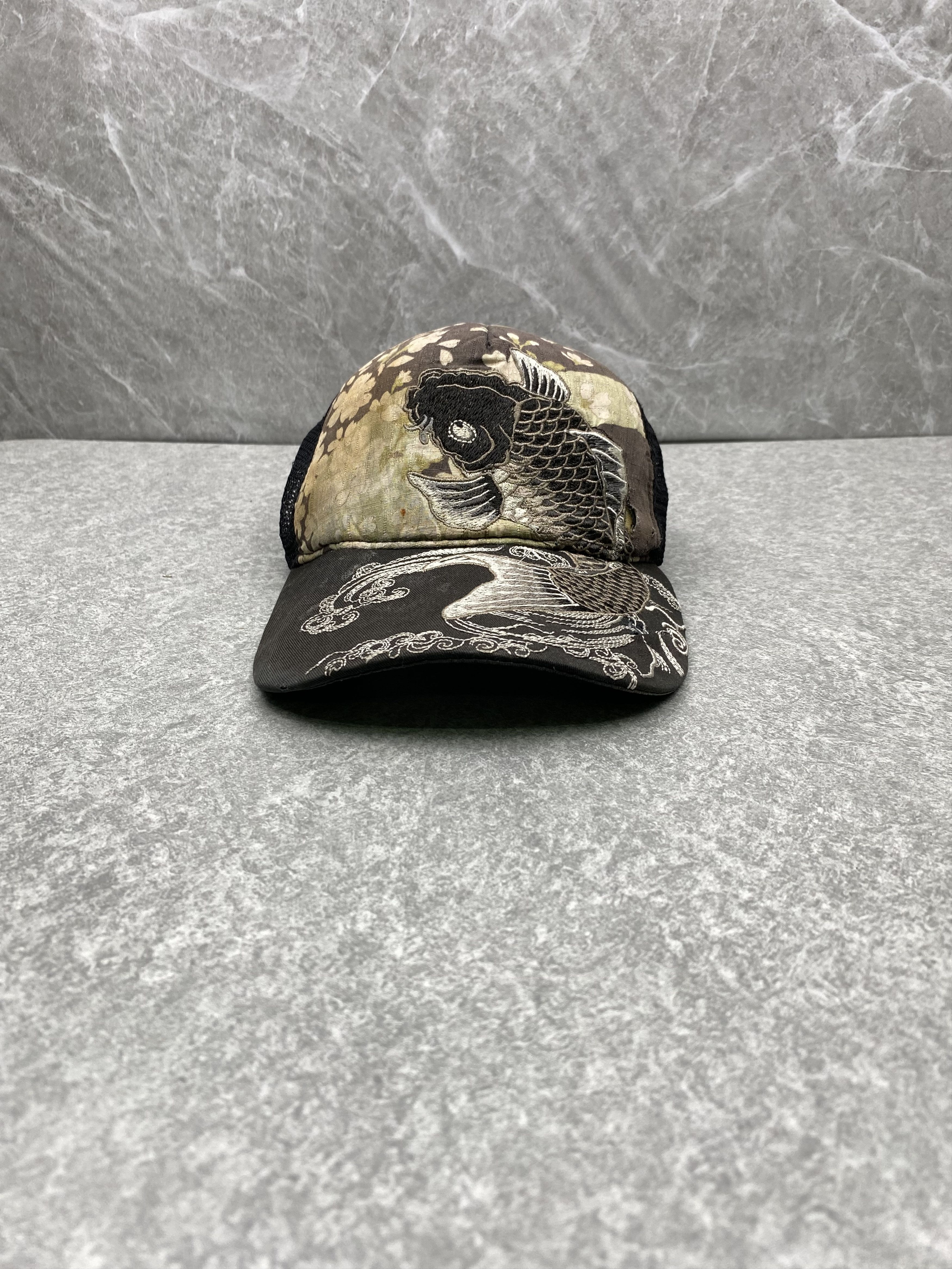Japanese Brand Traditional Japan Koi Fish Embroid Trucker Hat Size ONE SIZE - 5 Thumbnail