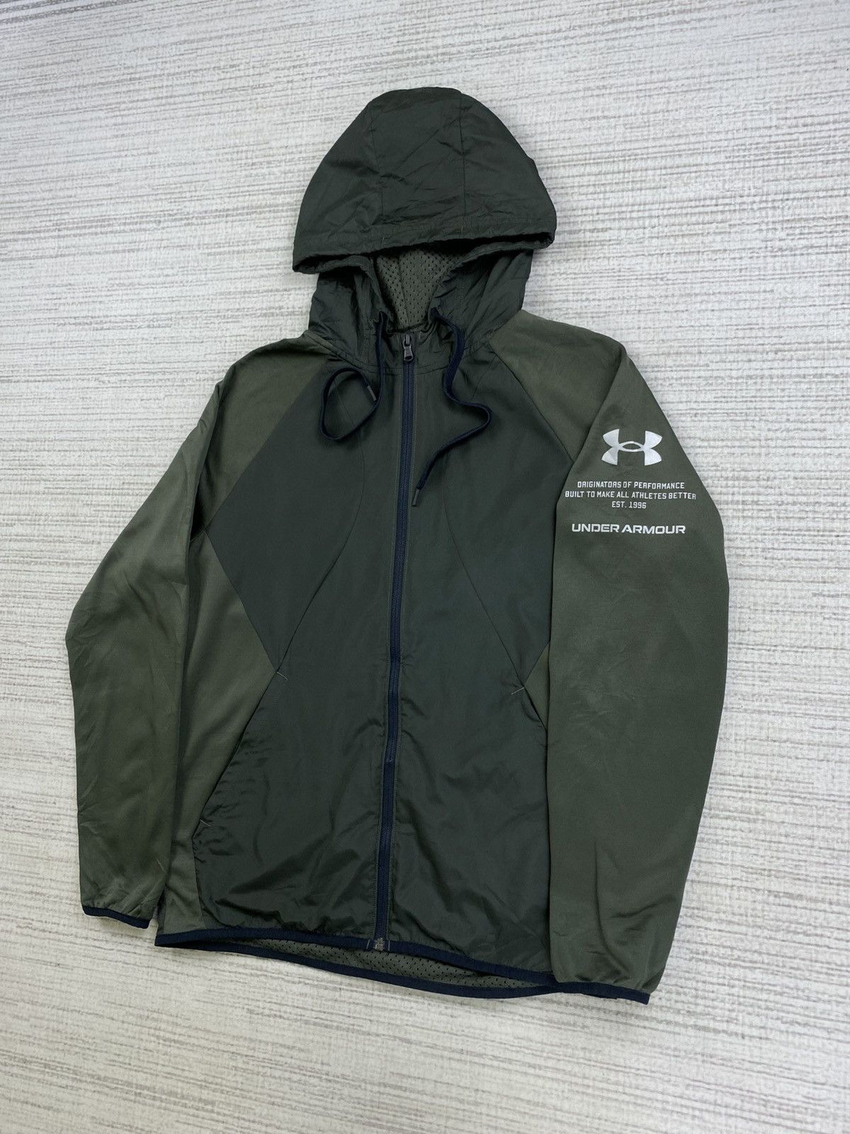 Japanese Brand × Under Armour × Vintage Vintage Under Armour Rare Green Army Fullzip Hoodie Jacket Size US M / EU 48-50 / 2 - 4 Thumbnail