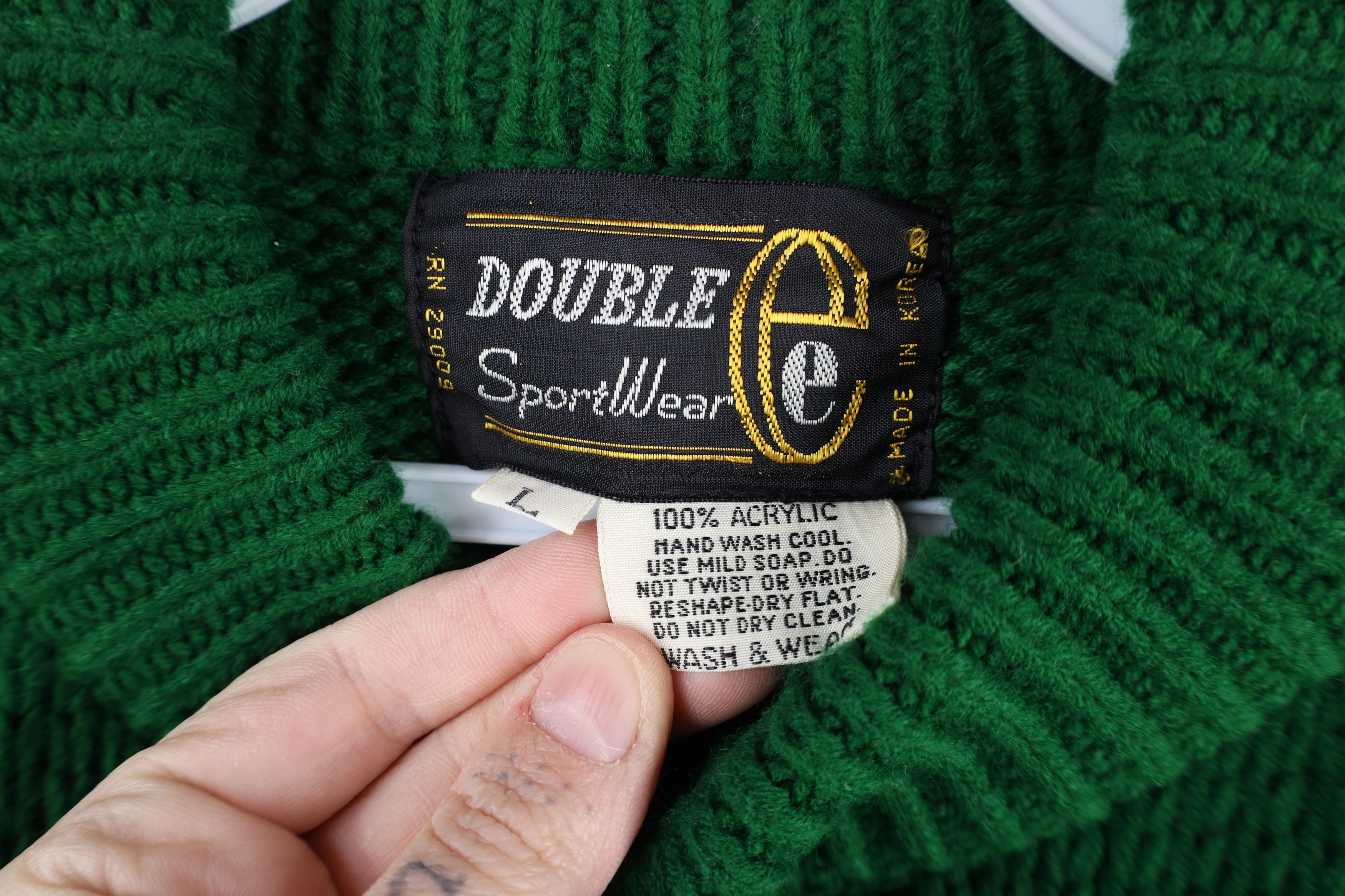 Vintage Vintage 70s Streetwear Ribbed Geometric Knit Sweater Green Size US L / EU 52-54 / 3 - 6 Thumbnail