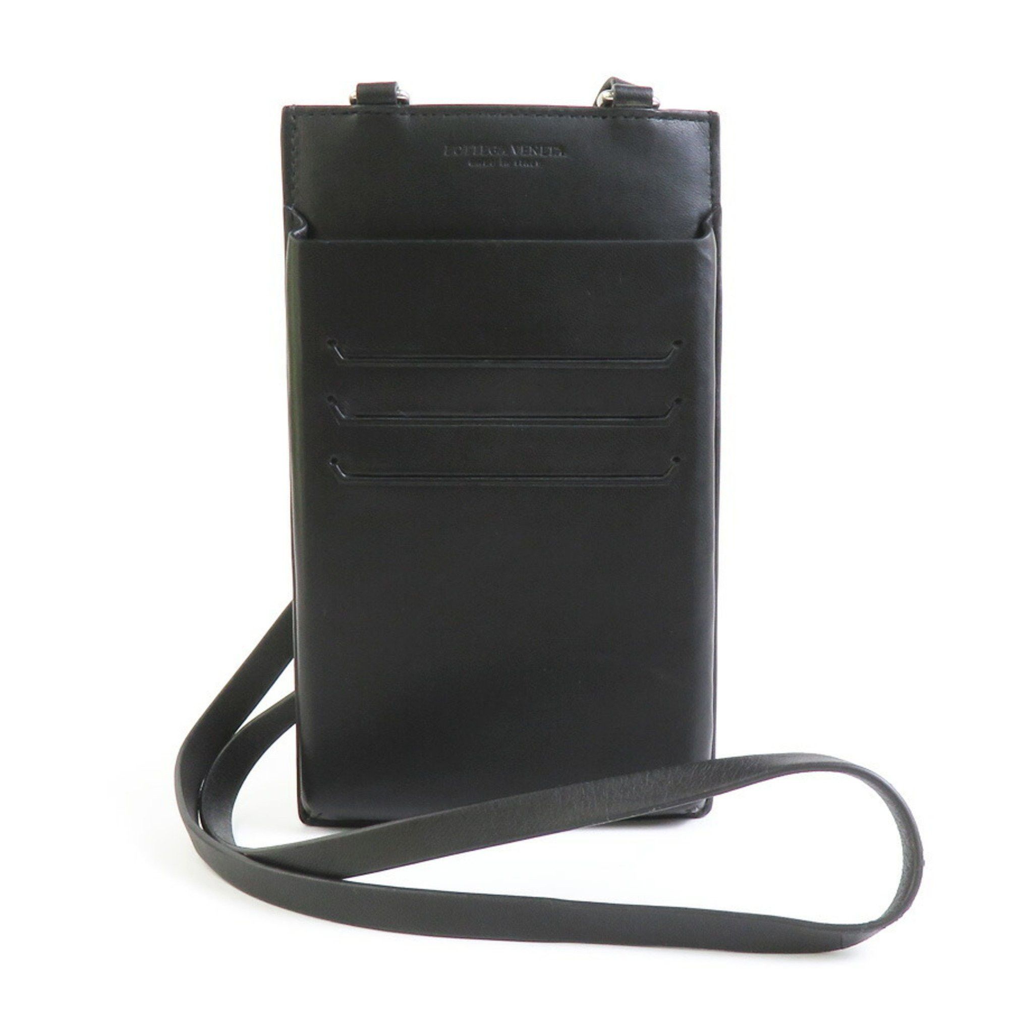 Bottega Veneta BOTTEGA VENETA Neck Strap Phone Pouch Intrecciato Leather Black Men's e59161j Size ONE SIZE - 1 Thumbnail