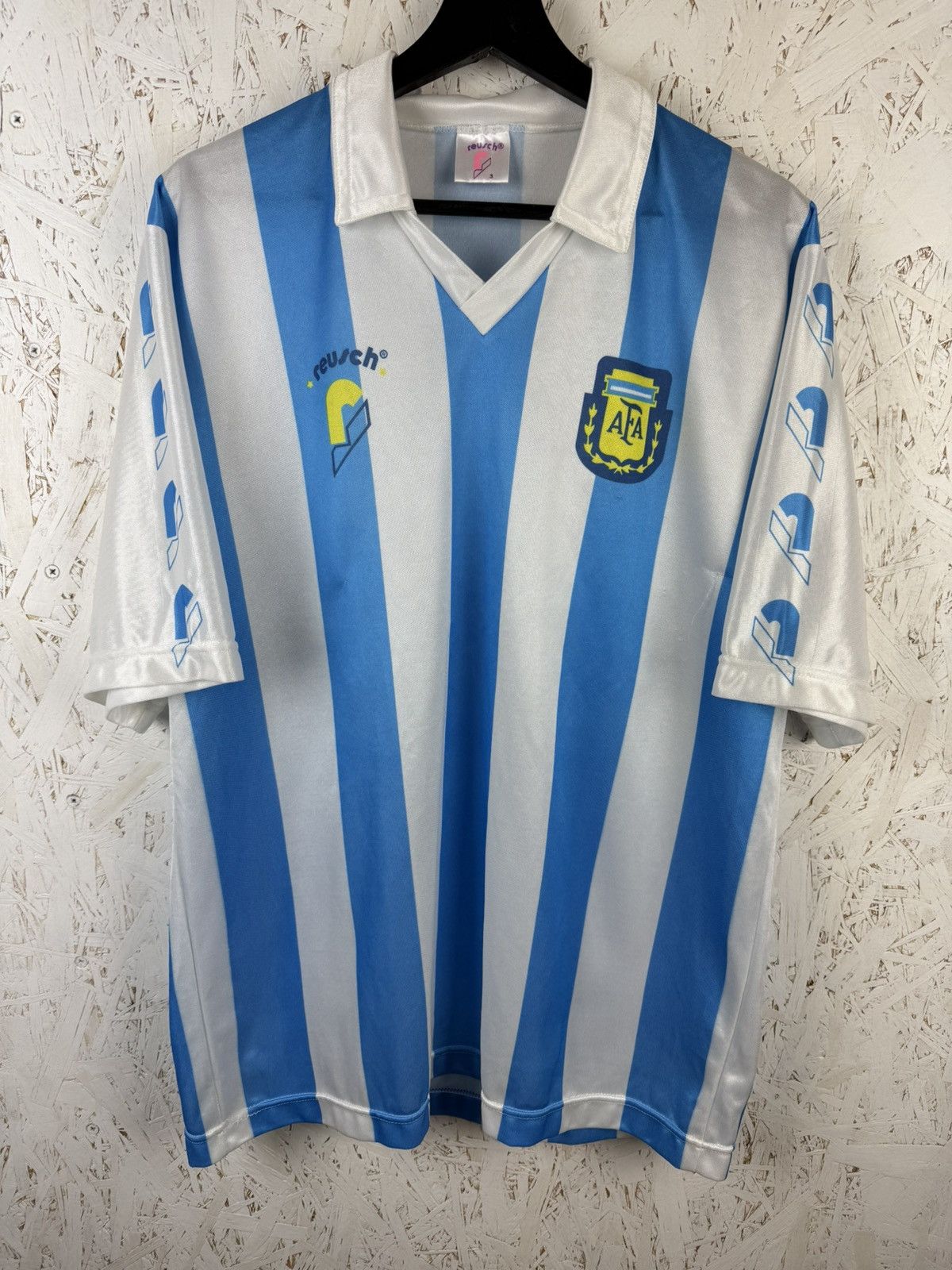 Vintage 90s Reusch Argentina Football Soccer Retro Jersey Size 3 (L) Size US L / EU 52-54 / 3 - 1 Thumbnail