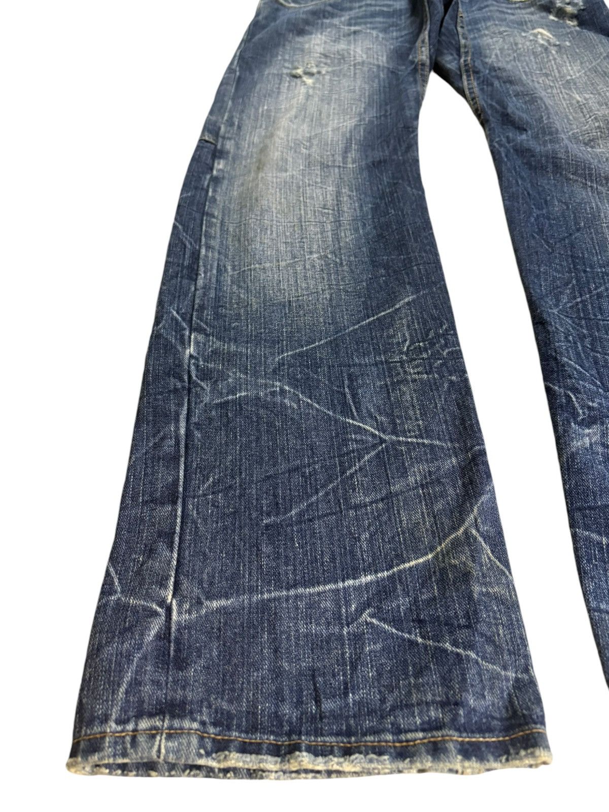 Japanese Brand Vintage Japanese Brand Double Waist Distressed Loose Jeans Size US 31 - 6 Thumbnail