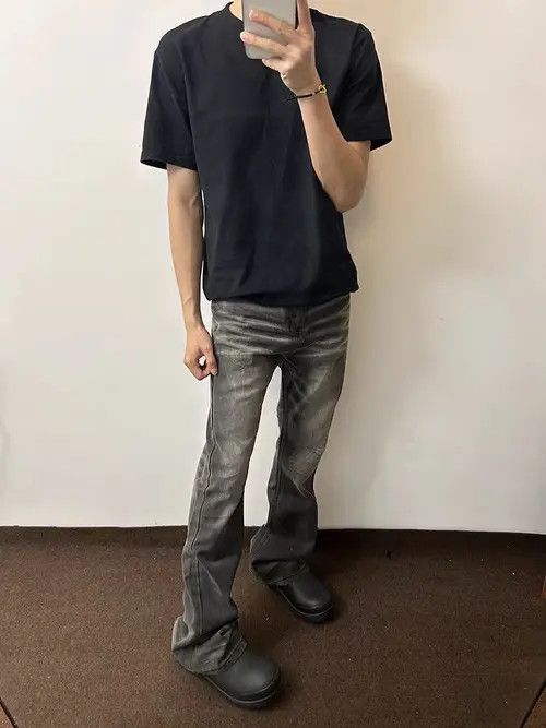 VIBE Aged Street Hip Hop Heavy Y2K Wash Micro Flare Jeans Size US 34 / EU 50 - 5 Thumbnail
