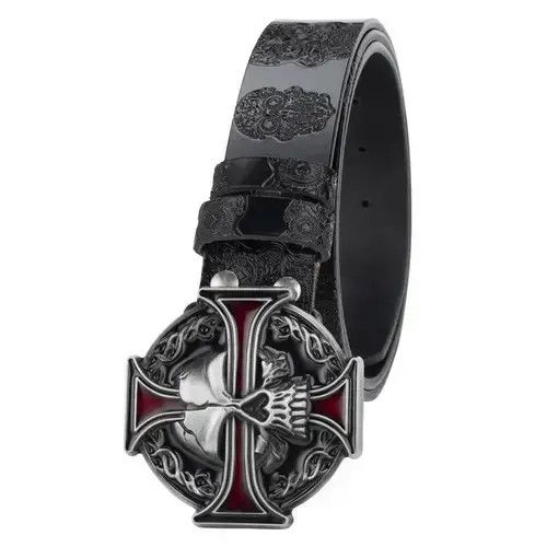 Other Skull Leather Belt Size ONE SIZE - 3 Thumbnail