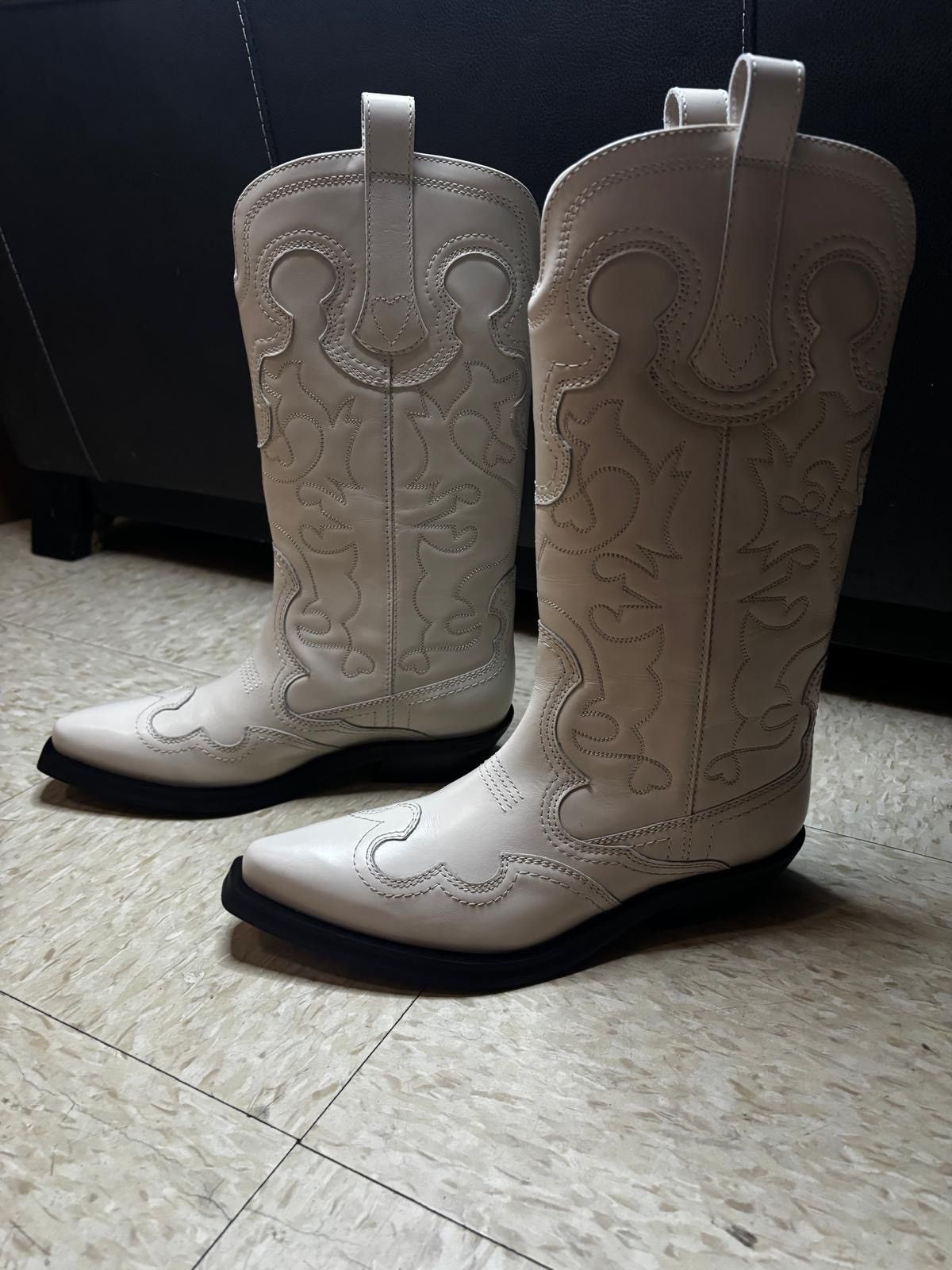 Ganni Ganni Mid Shaft Embroidered Western Boots Size US 8.5 / IT 38.5 - 2 Thumbnail