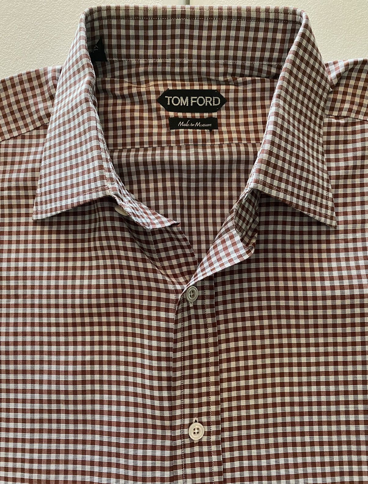 Tom Ford Tom Ford copper/silver gingham check shirt 17 43e Size US L / EU 52-54 / 3 - 7 Thumbnail