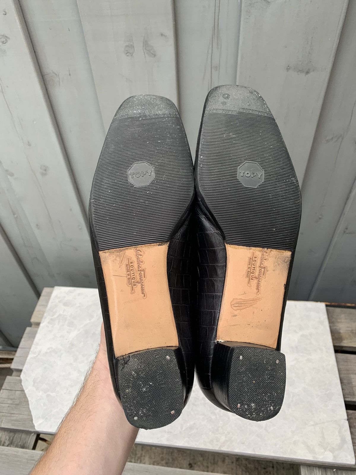 Salvatore Ferragamo × Vintage Vintage Salvatore Ferragamo Boutique Croc Leather Square Toe Size US 6.5 / IT 36.5 - 12 Thumbnail