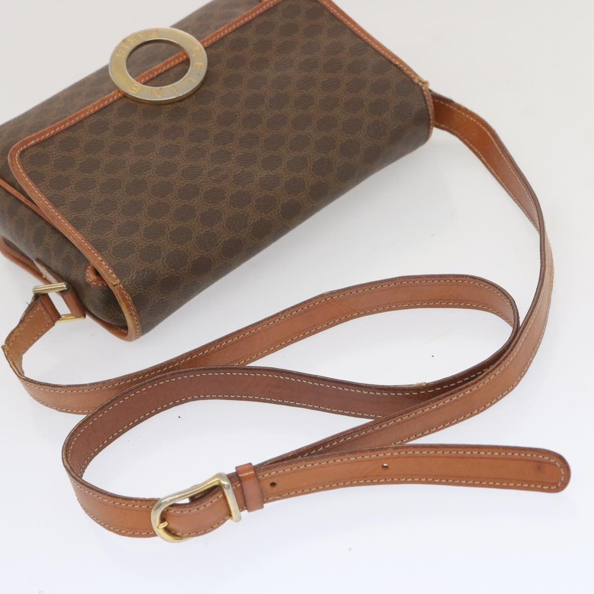 Celine CELINE Macadam Canvas Shoulder Bag Pvc Leather Brown Size ONE SIZE - 7 Thumbnail