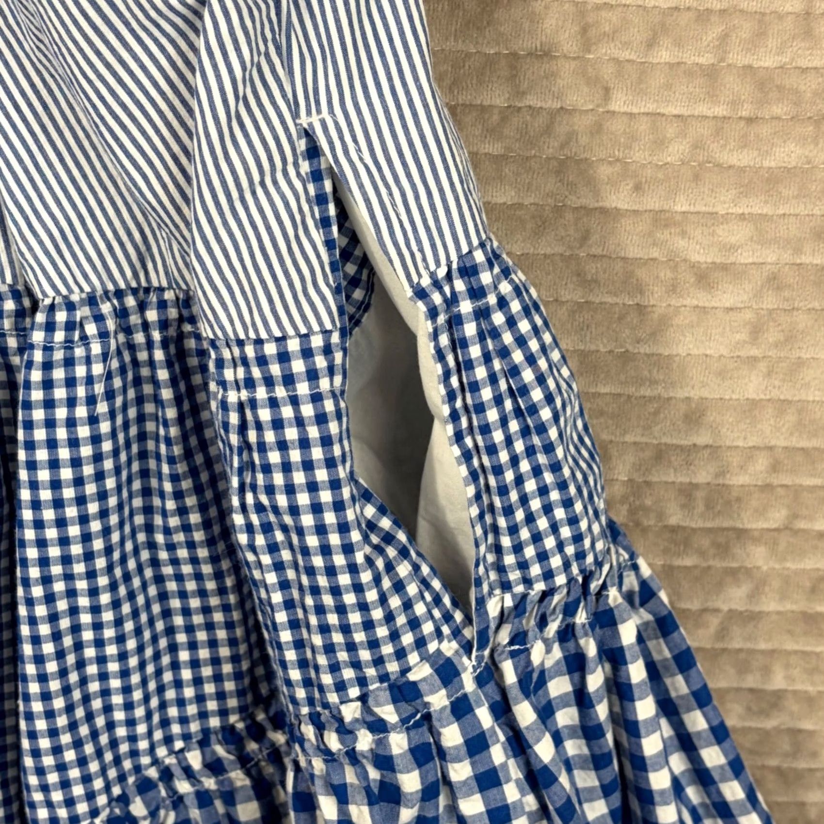 Vintage Pilcro Mini Gingham Dress - Blue White Cotton Tiered XS Size XXS / US 00 / IT 34 - 5 Thumbnail