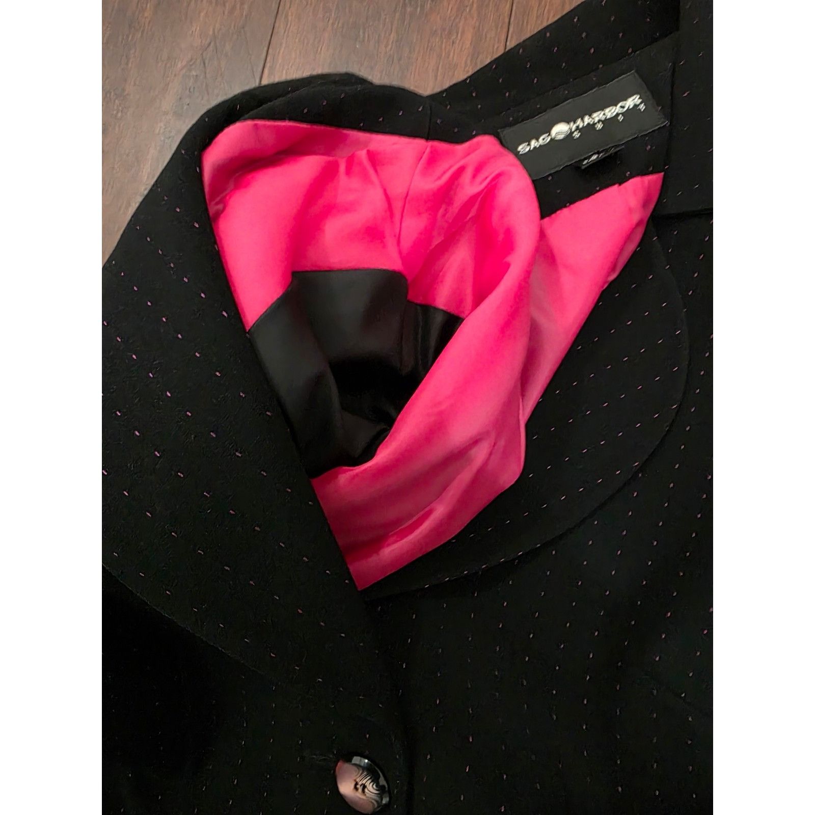 Other Vintage Sag Harbor Women's size 8 Black w Pink Polka Dots Bl Size M / US 6-8 / IT 42-44 - 3 Thumbnail