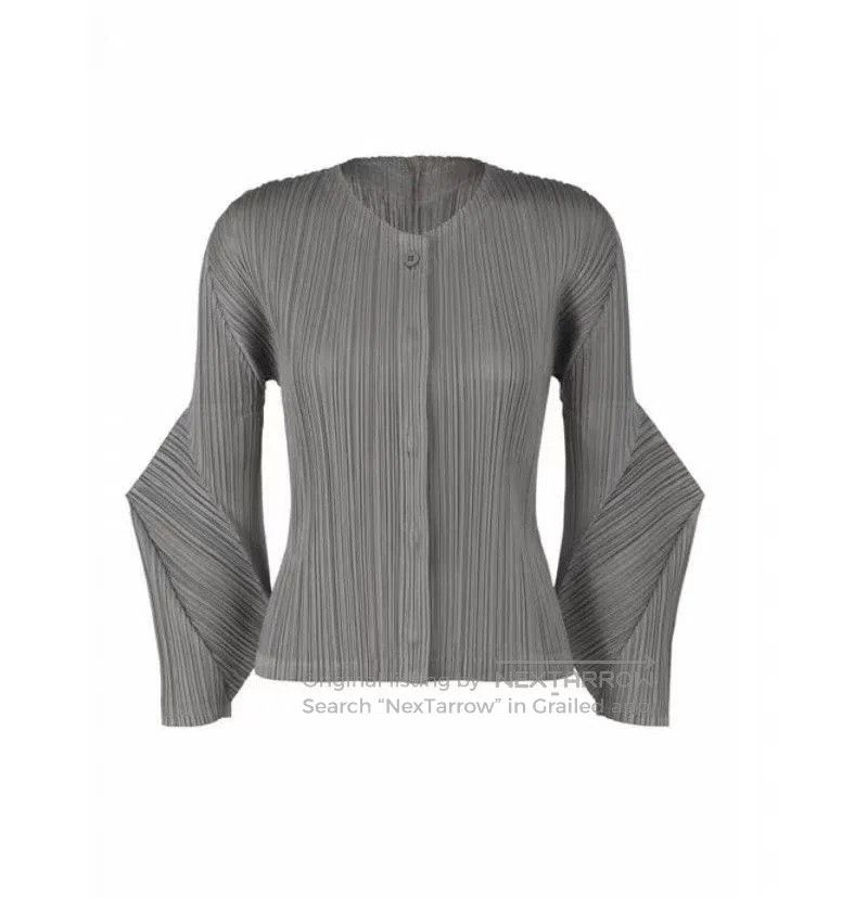 Issey Miyake Issey Miyake Gray Twisted Sleeve Coat Size L / US 10 / IT 46 - 1 Thumbnail