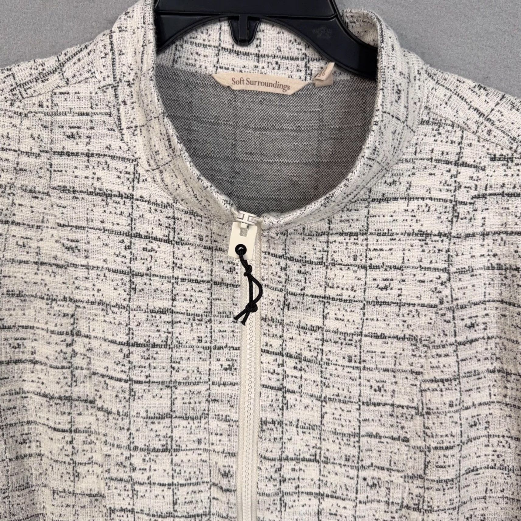 Soft Surroundings Soft Surroundings Jacket Womens XL White Check Knit Full Zip Pockets Casual Size XL / US 12-14 / IT 48-50 - 2 Thumbnail
