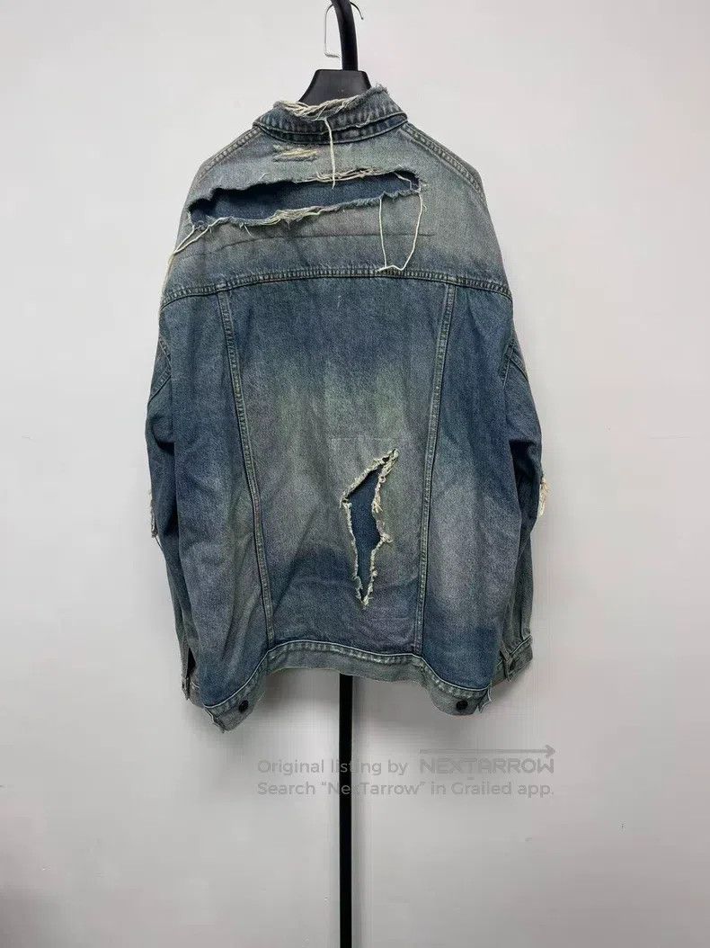 Balenciaga Balenciaga Washed Faded Ripped Denim Jacket Loose Fit Men' Size US M / EU 48-50 / 2 - 2 Thumbnail