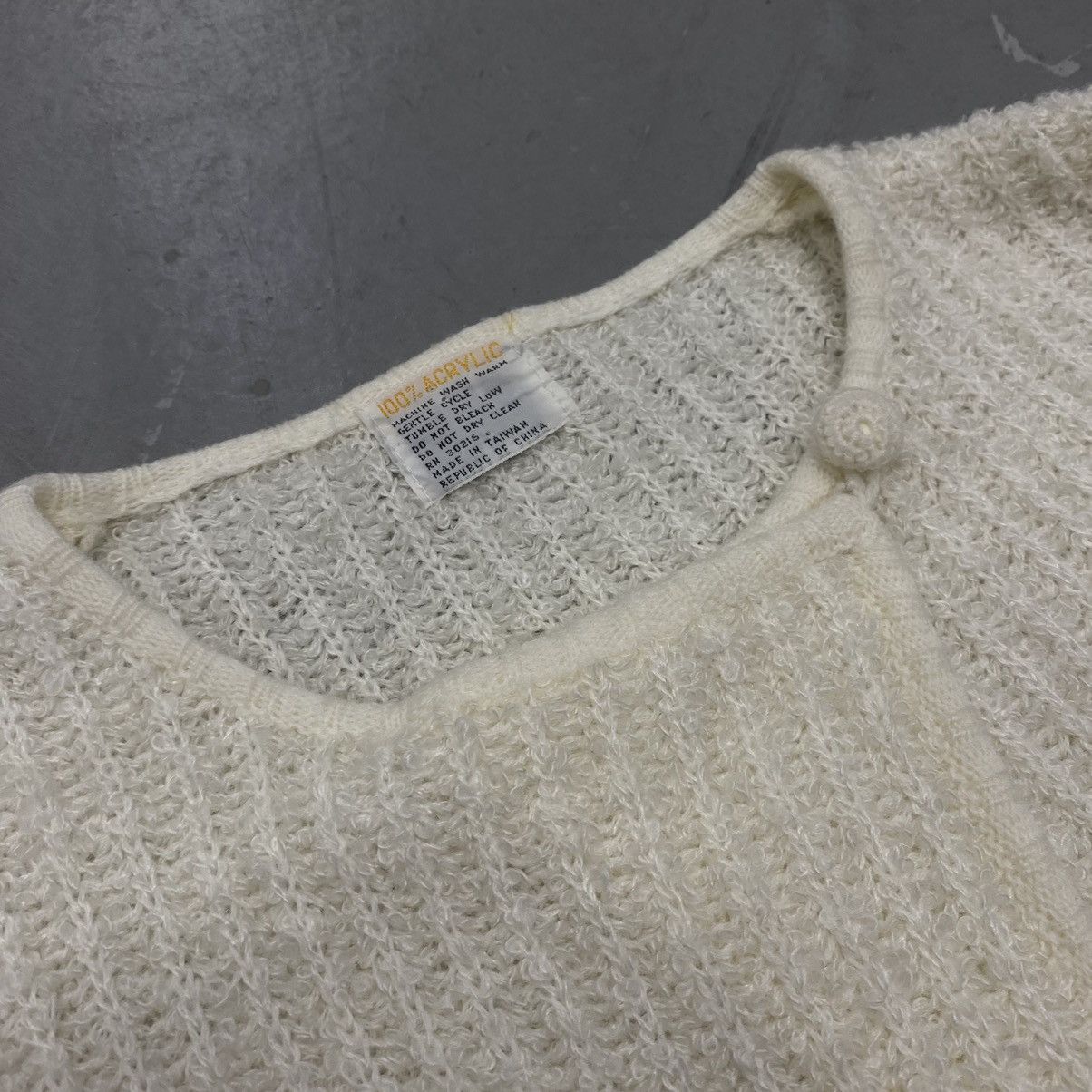Japanese Brand × Kapital × Vintage Vtg 70s 80s Knit Puffy Chunky Cream Button Cardigan Coquette Size L / US 10 / IT 46 - 5 Thumbnail