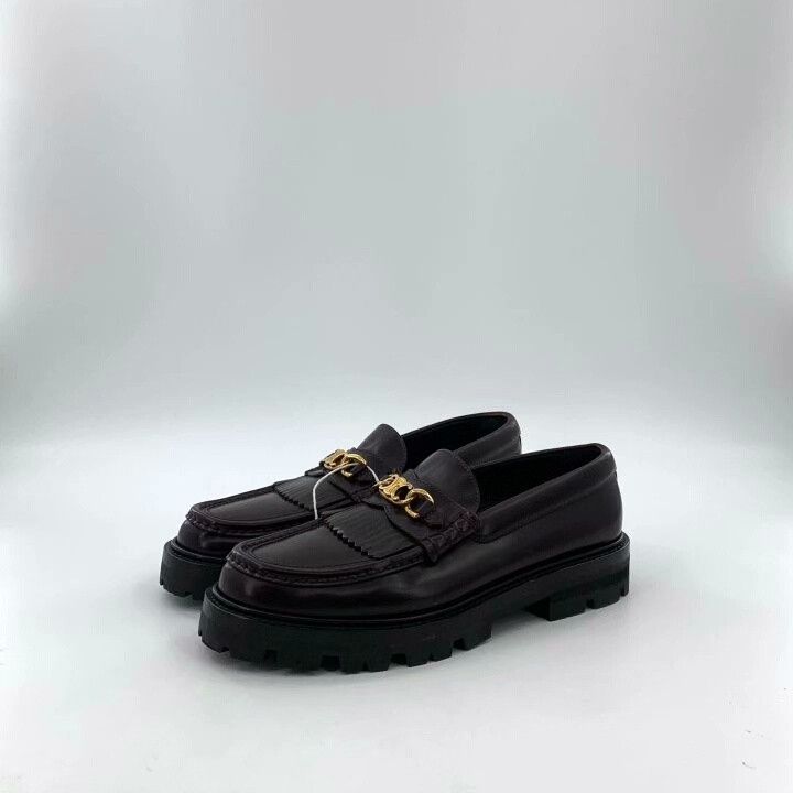 Celine Celine Red-Brown Triomphe Tassel Loafers 39 Size US 8 / IT 38 - 1 Thumbnail
