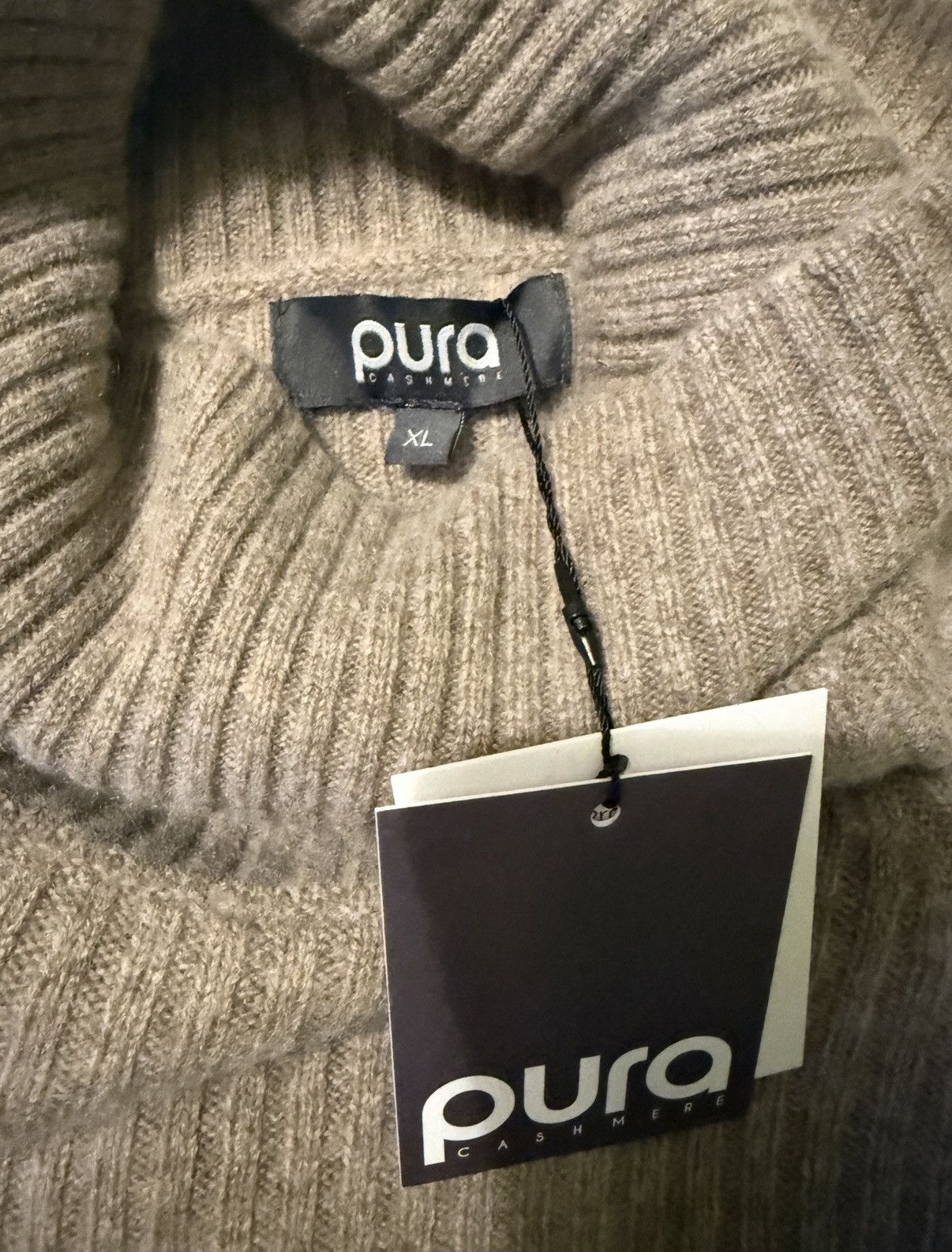 Other Pura Cashmere & Merino Wool Vintage Khaki Turtleneck Sweater Size XL / US 12-14 / IT 48-50 - 4 Thumbnail