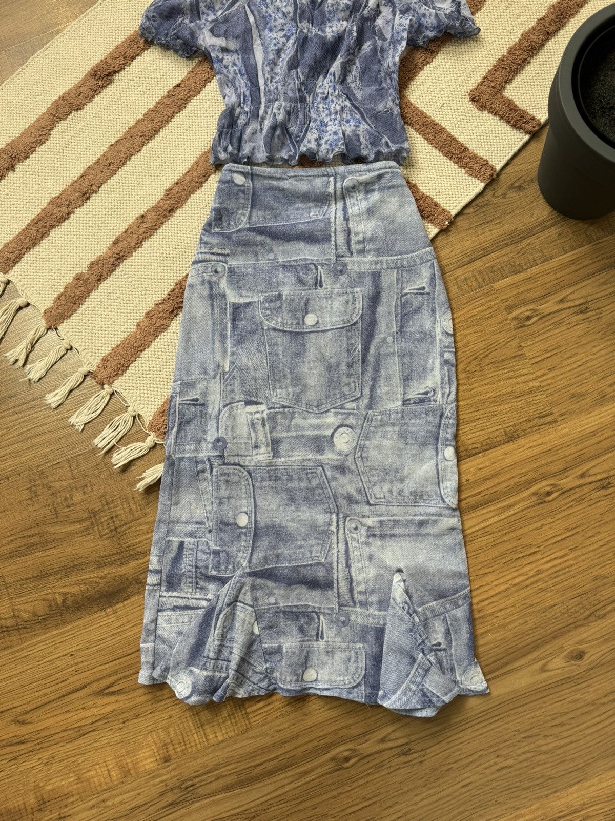 Vintage TRUE RELIGION STYLE PRINTED MESH SKIRT + TANK TOP SET Size S / US 4 / IT 40 - 4 Thumbnail