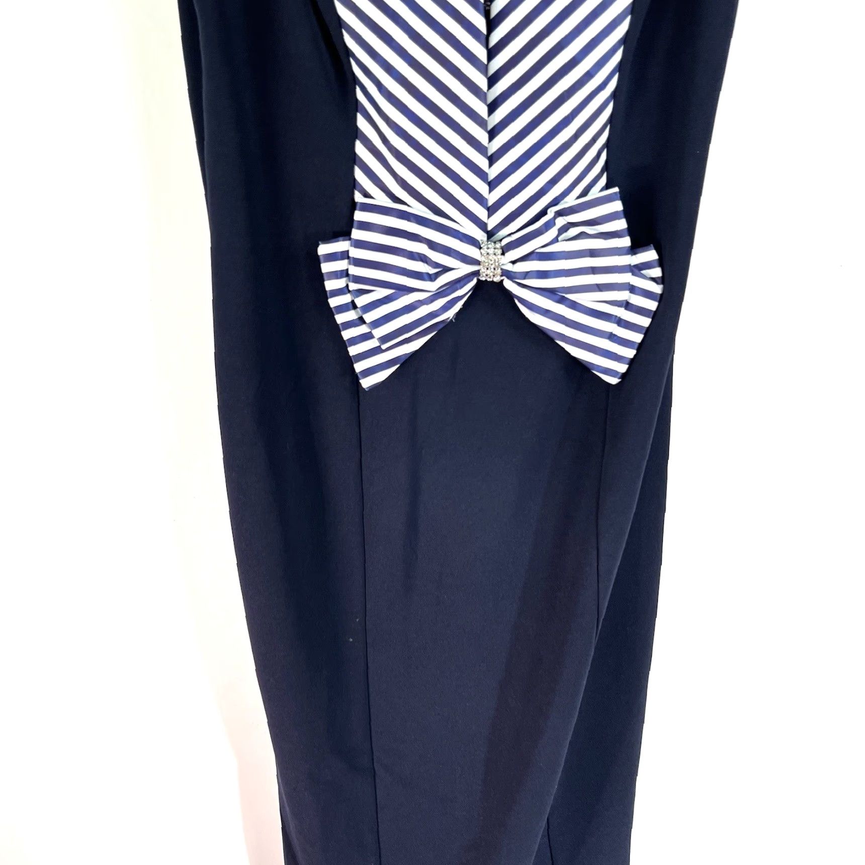 Speedo Vintage Aspeed Design Dress Size L Blue Jeweled Bow Wrap Cold Shoulder US Made Size L / US 10 / IT 46 - 3 Thumbnail