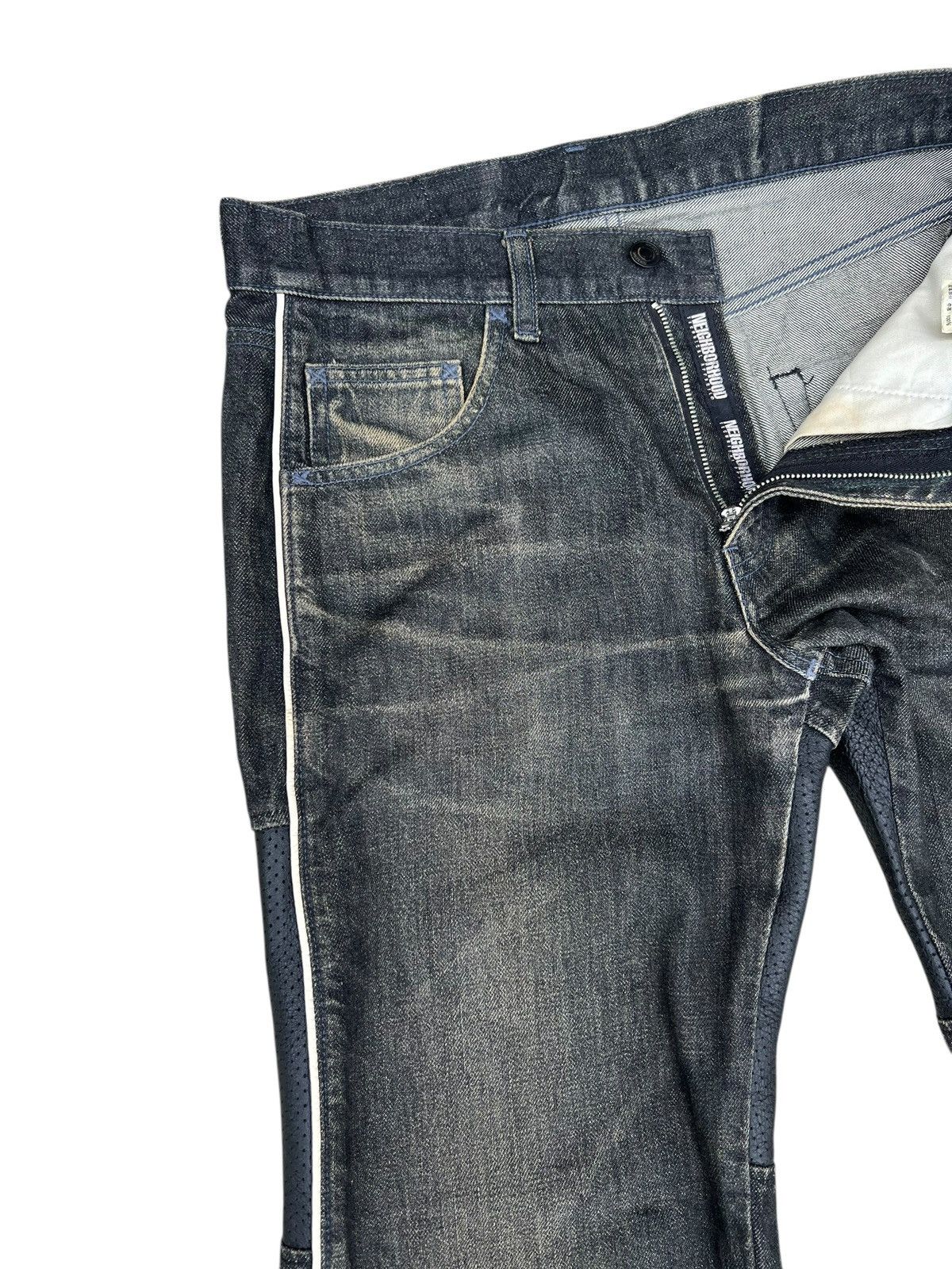 Neighborhood Vintage Neighborhood Japan Fade Denim Hybrid Leather Jeans Size US 30 / EU 46 - 8 Thumbnail
