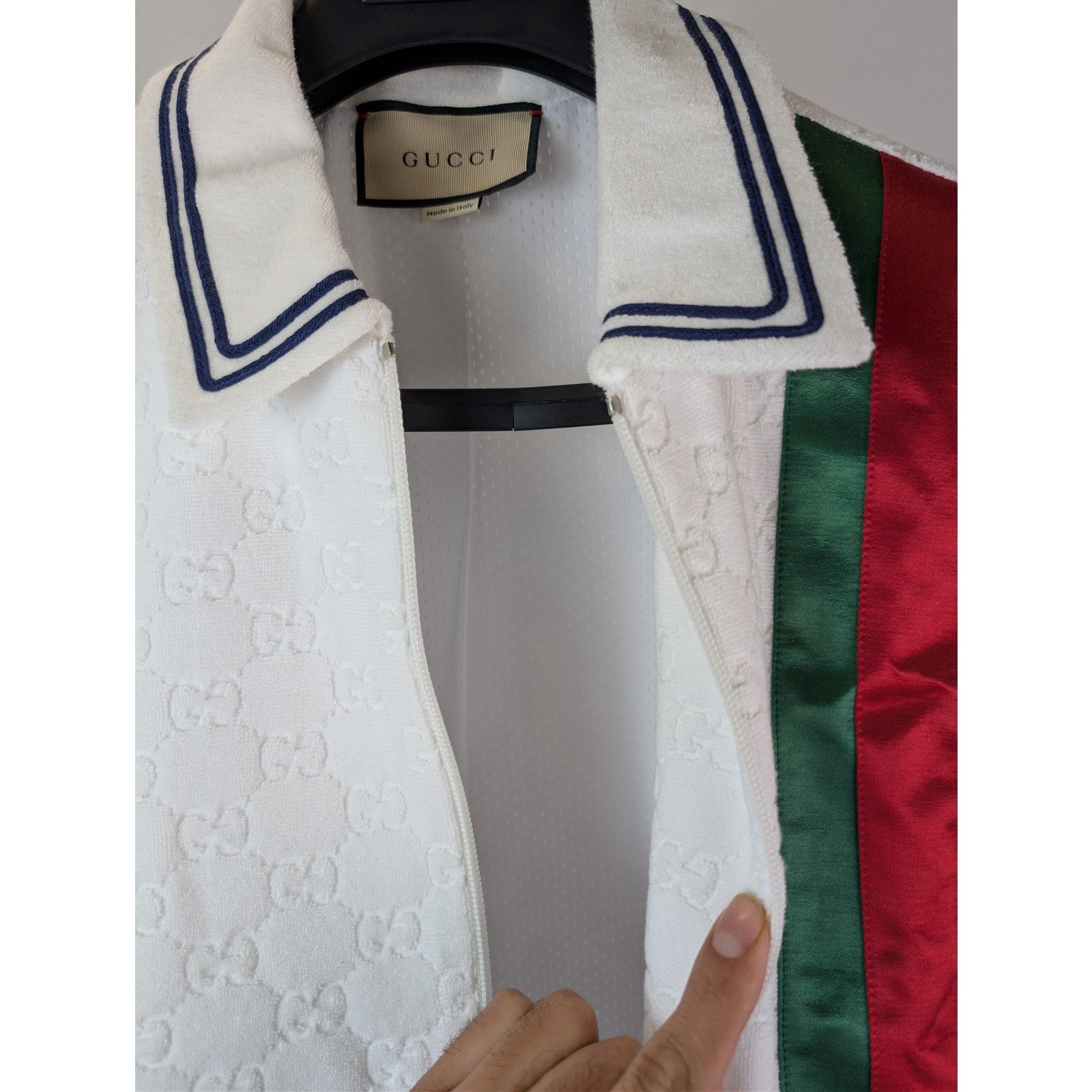 Gucci o1rshd1 Q:2 / GG Cotton Terry Cloth Polo Zip-Up Sweater Size US L / EU 52-54 / 3 - 10 Thumbnail