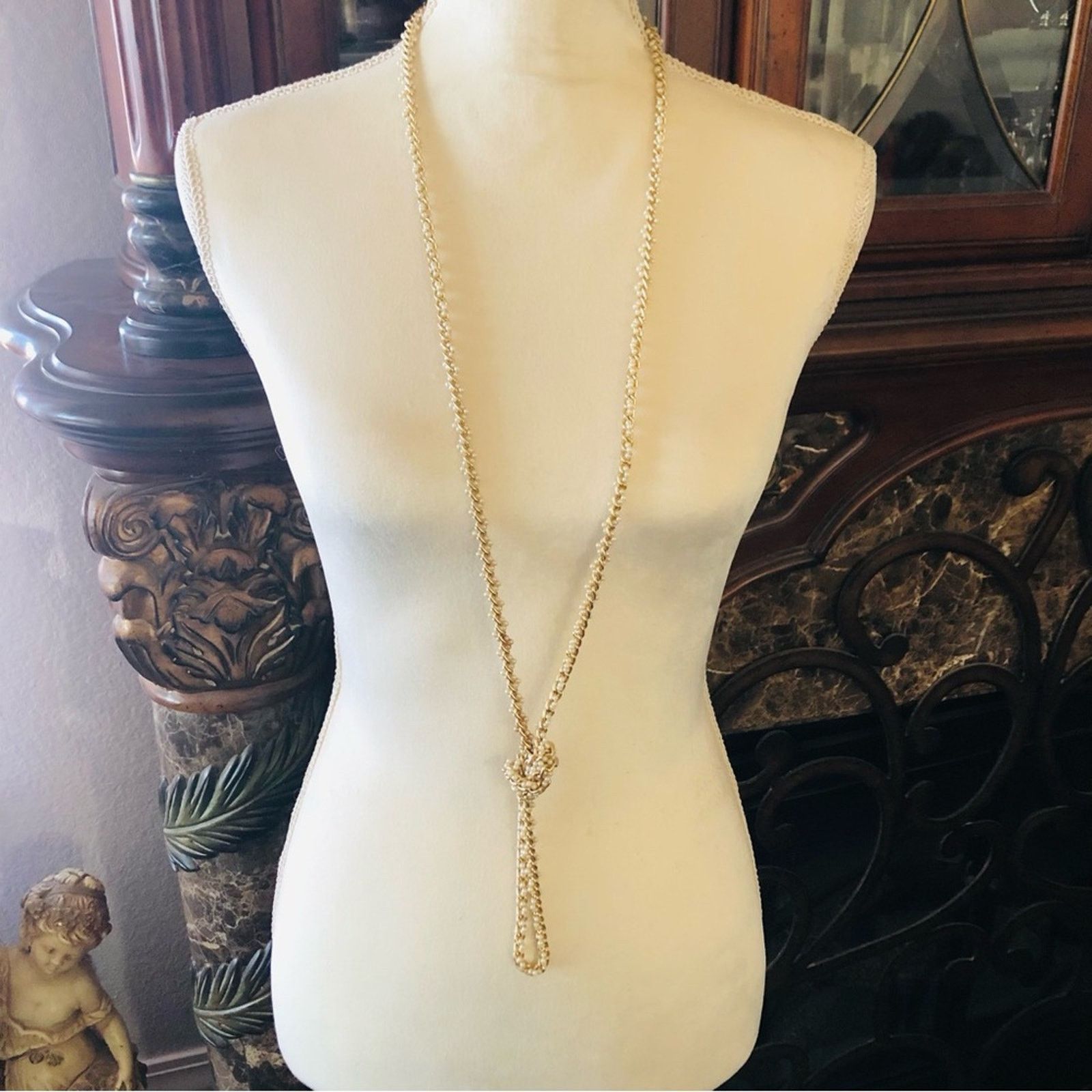 Vintage Vintage braided gold chain mini cream pearls necklace Size ONE SIZE - 3 Thumbnail