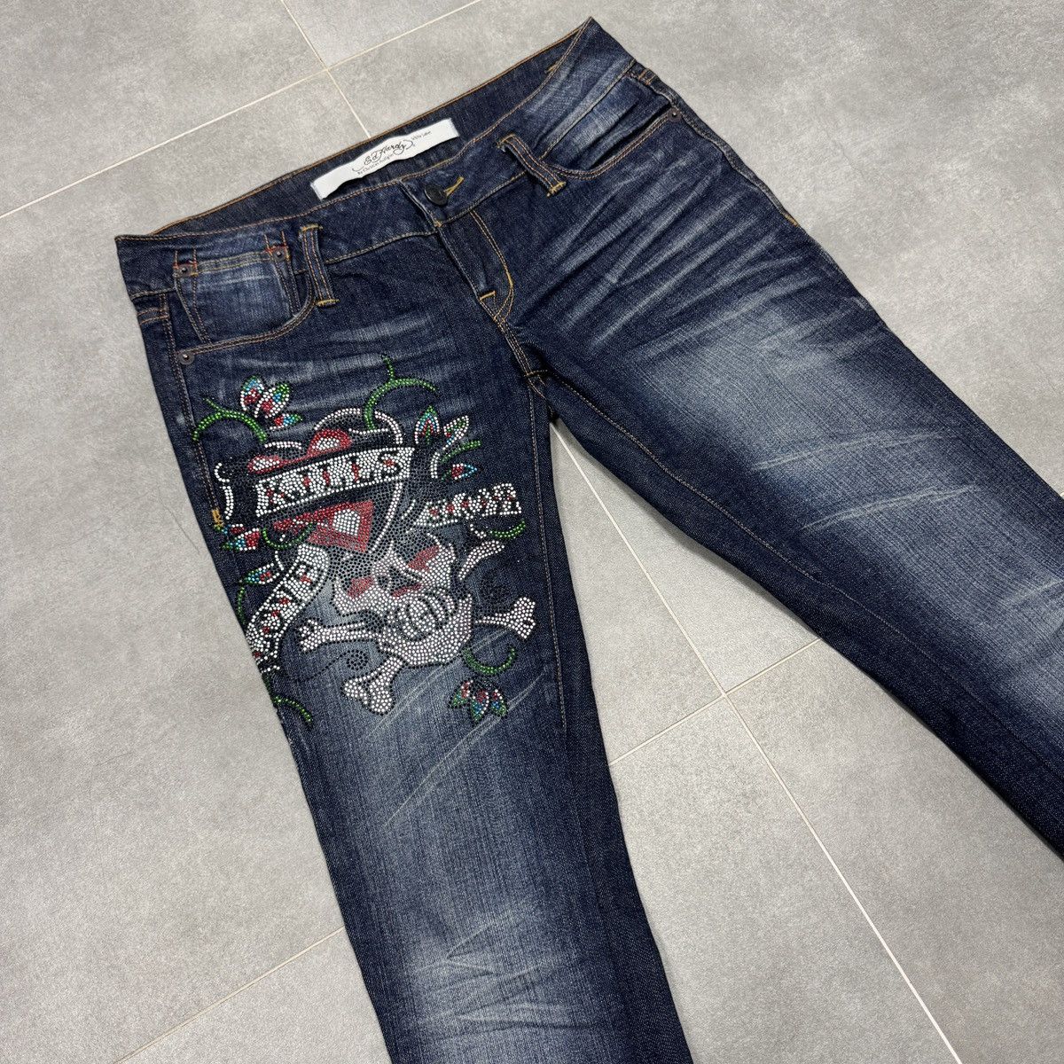 Christian Audigier × Ed Hardy Ed Hardy by Christian Audigier Tattoo Skull Y2K Jeans Size 34" / US 12 / IT 48 - 3 Thumbnail