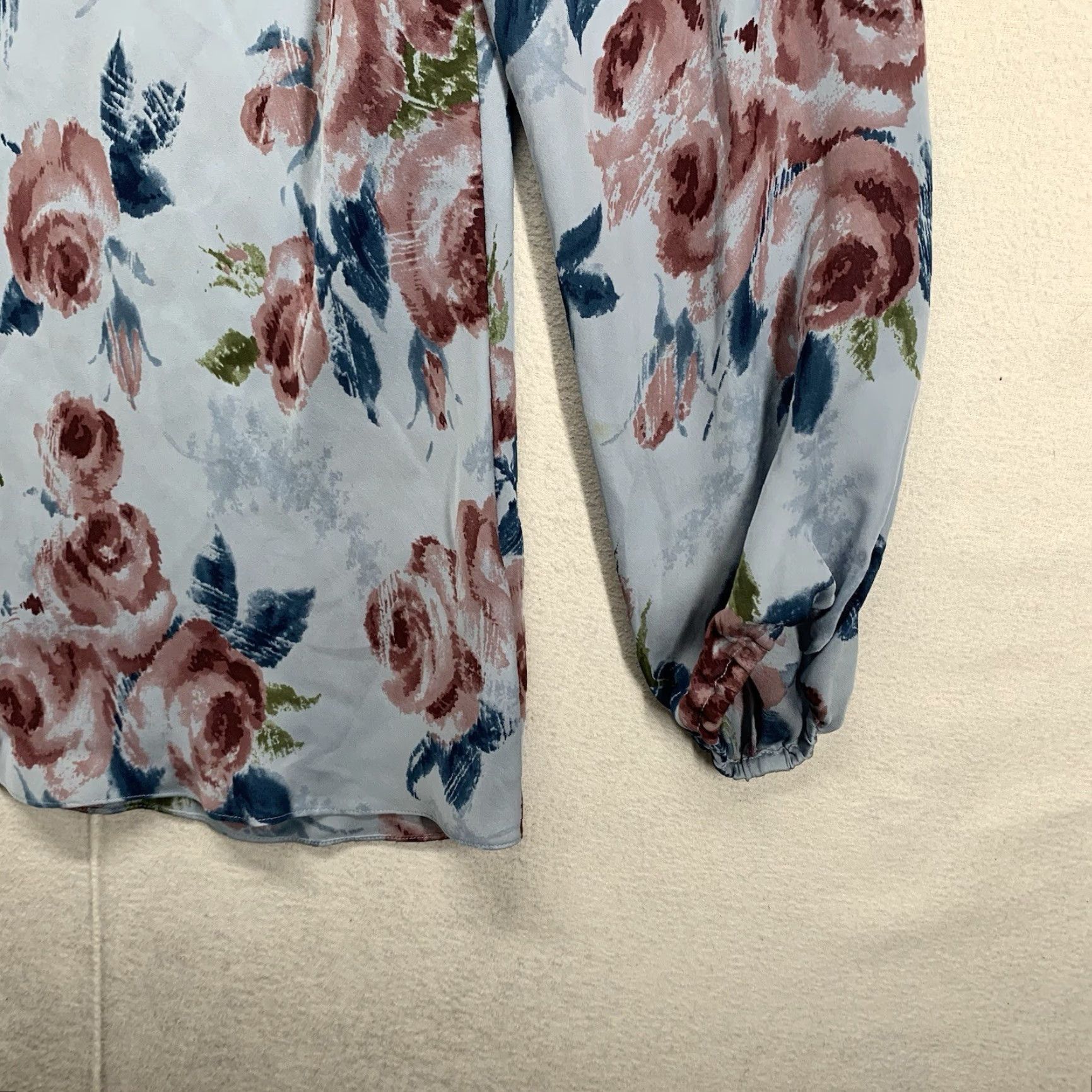 Vintage VINTAGE Josephine Chaus Silk Blouse Women’s All Over Flower Print Size 12 Blue Sheer 90s Bohemian Casual Size XL / US 12-14 / IT 48-50 - 7 Thumbnail