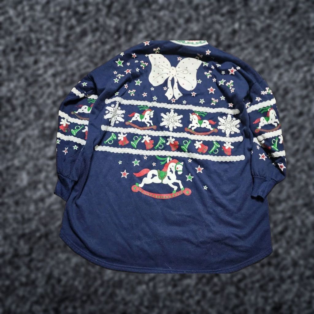 Vintage VINTAGE One Size Toy Horse Bows Christmas Grandma Sweater Tunic Size ONE SIZE - 1 Thumbnail