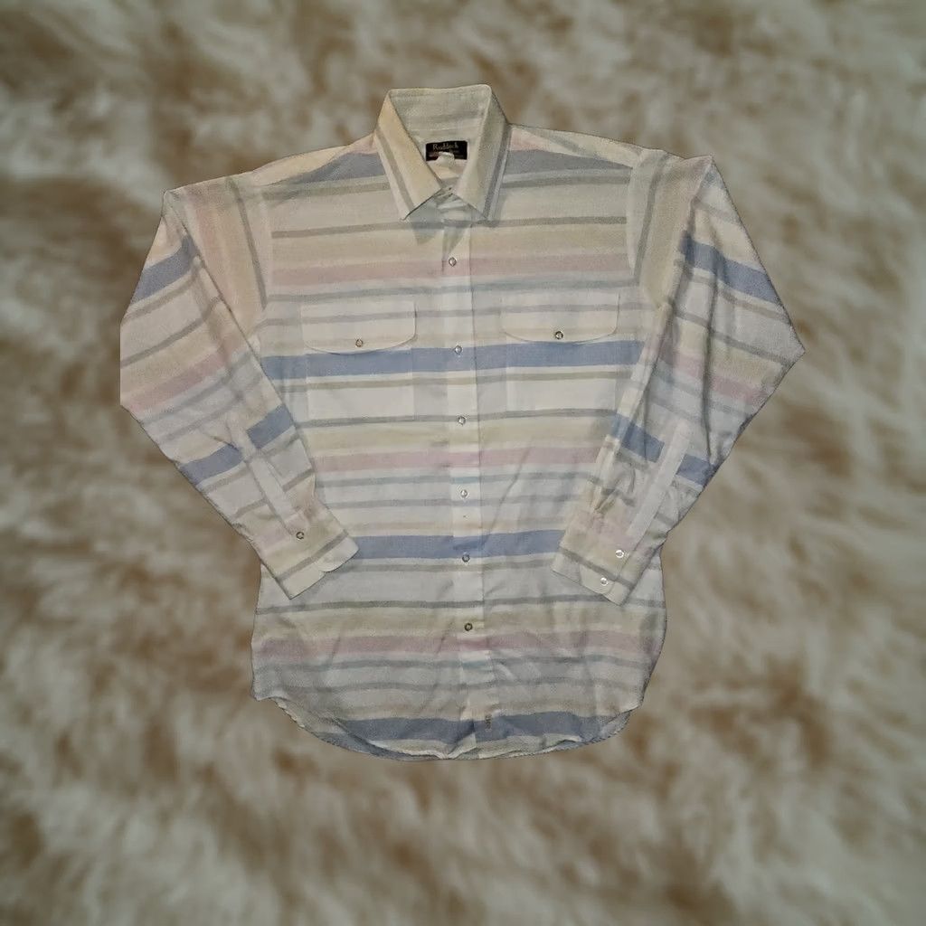 Vintage VINTAGE Ruddock Bros Shirt Men's XL White Tail Striped USA Button Up Size US L / EU 52-54 / 3 - 1 Thumbnail