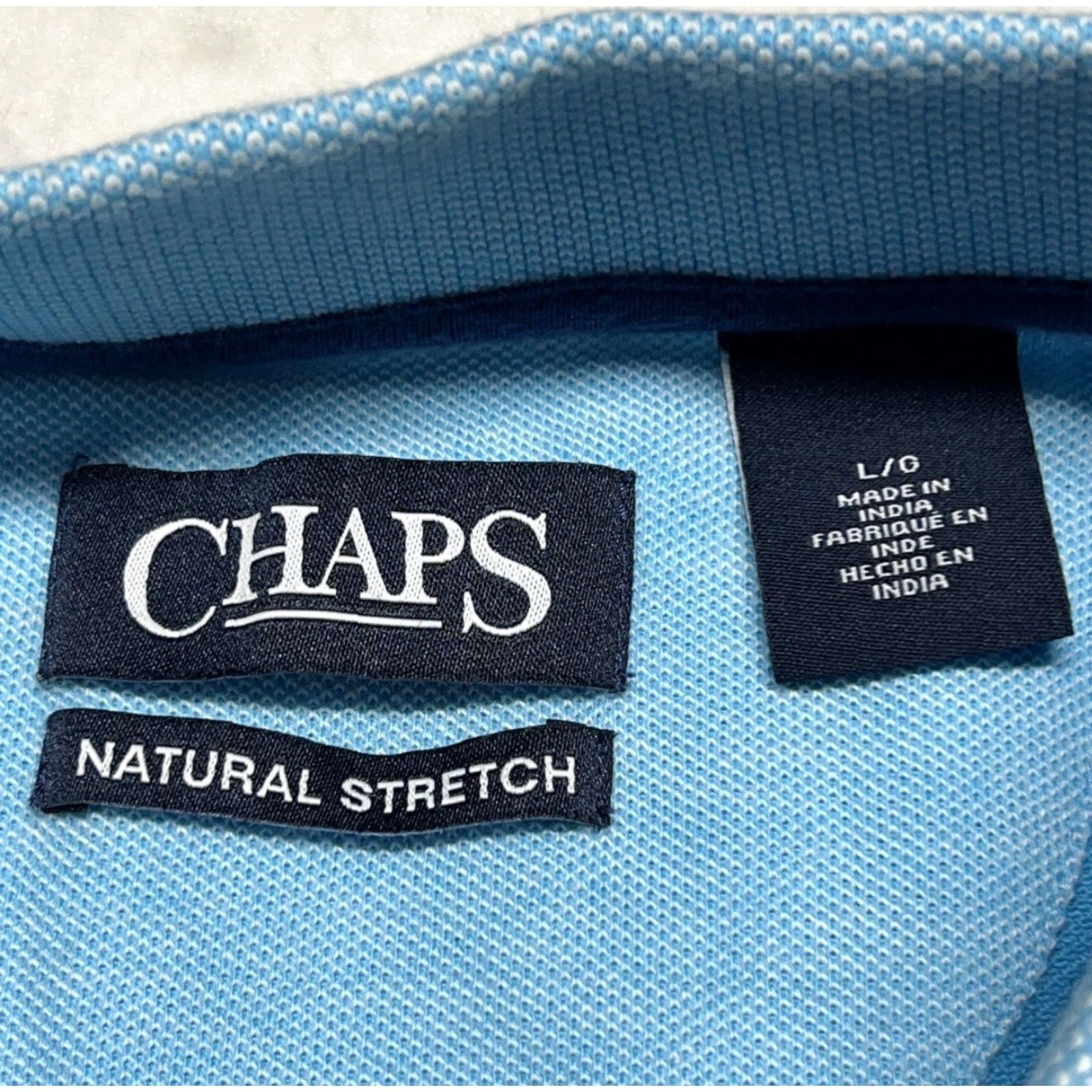 Chaps CHAPS Polo Shirt Mens Large Blue White Striped Collared Cotton Natural Stretch Golf Size US L / EU 52-54 / 3 - 2 Thumbnail