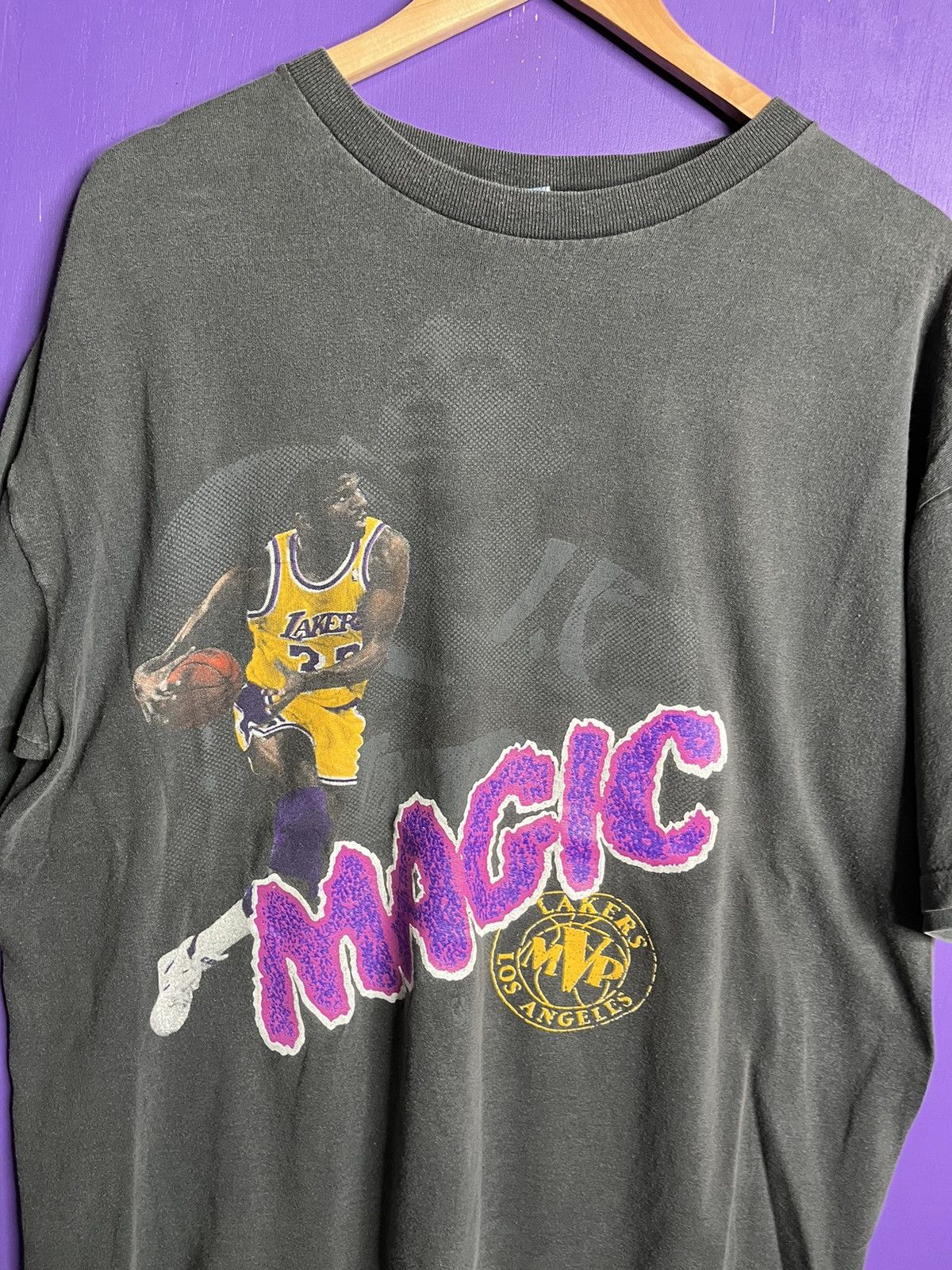 NBA × Salem Sportswear × Vintage Vintage 80s Salem Lakers Magic Johnson MVP t-shirt Size US XL / EU 56 / 4 - 3 Thumbnail