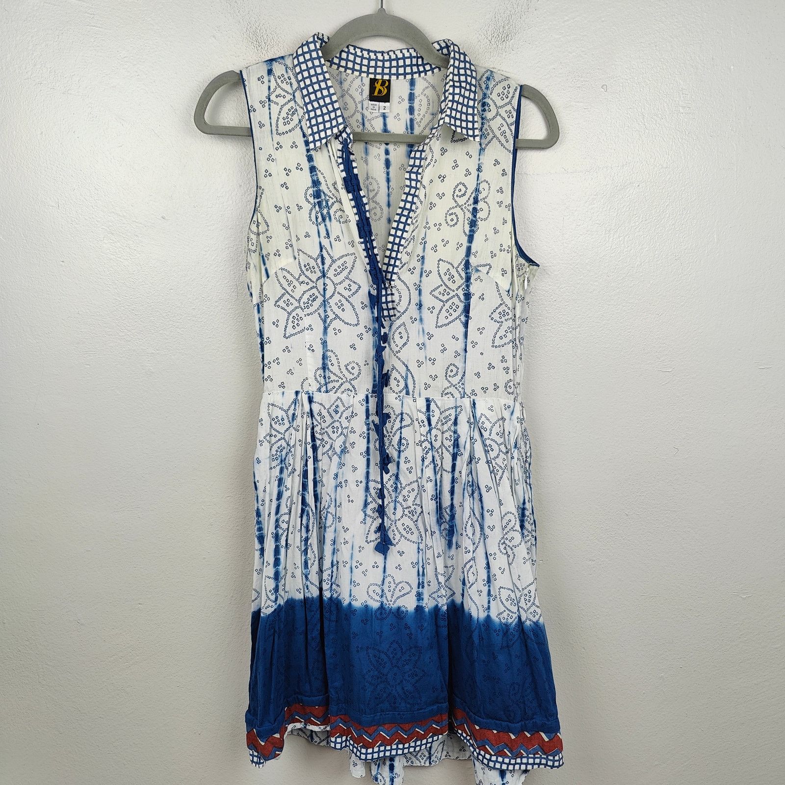 Sachin & Babi Sachin + Babi Dress Womens 2 White Blue Floral Bohemian Size XS / US 0-2 / IT 36-38 - 1 Thumbnail