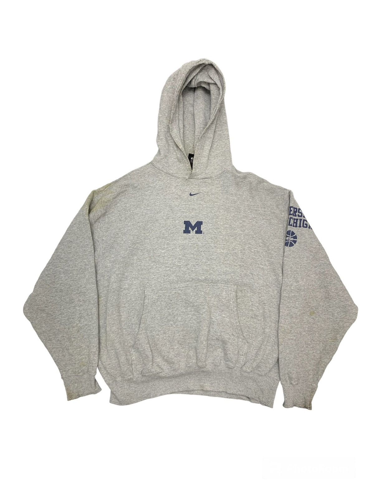 image of American College x Nike Vintage Y2K Nike Centre Hoodie University Of Michigan in Grey (Size XL)