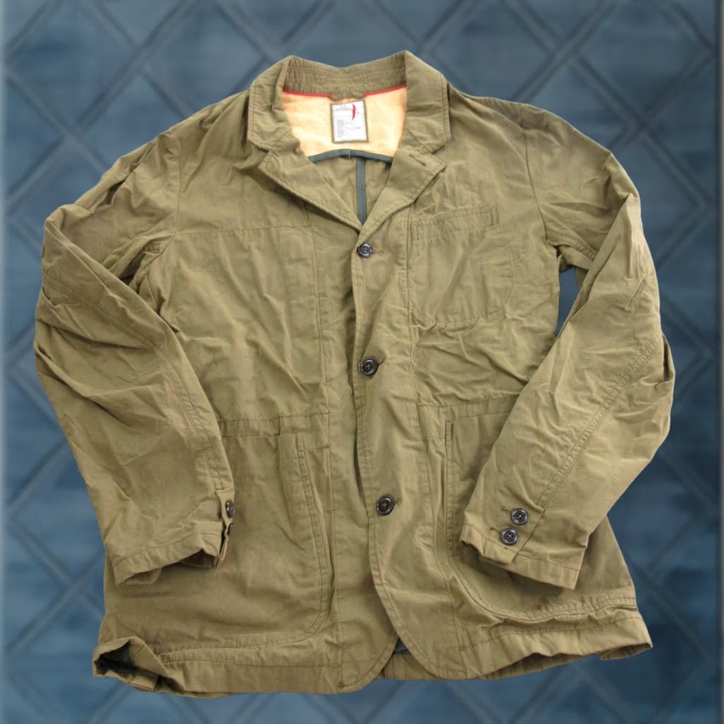 Relwen Relwen Blazer Mens M Green Canvas Military Jacket with Pockets Button Front Fall Regular Fit Size 40R - 1 Thumbnail
