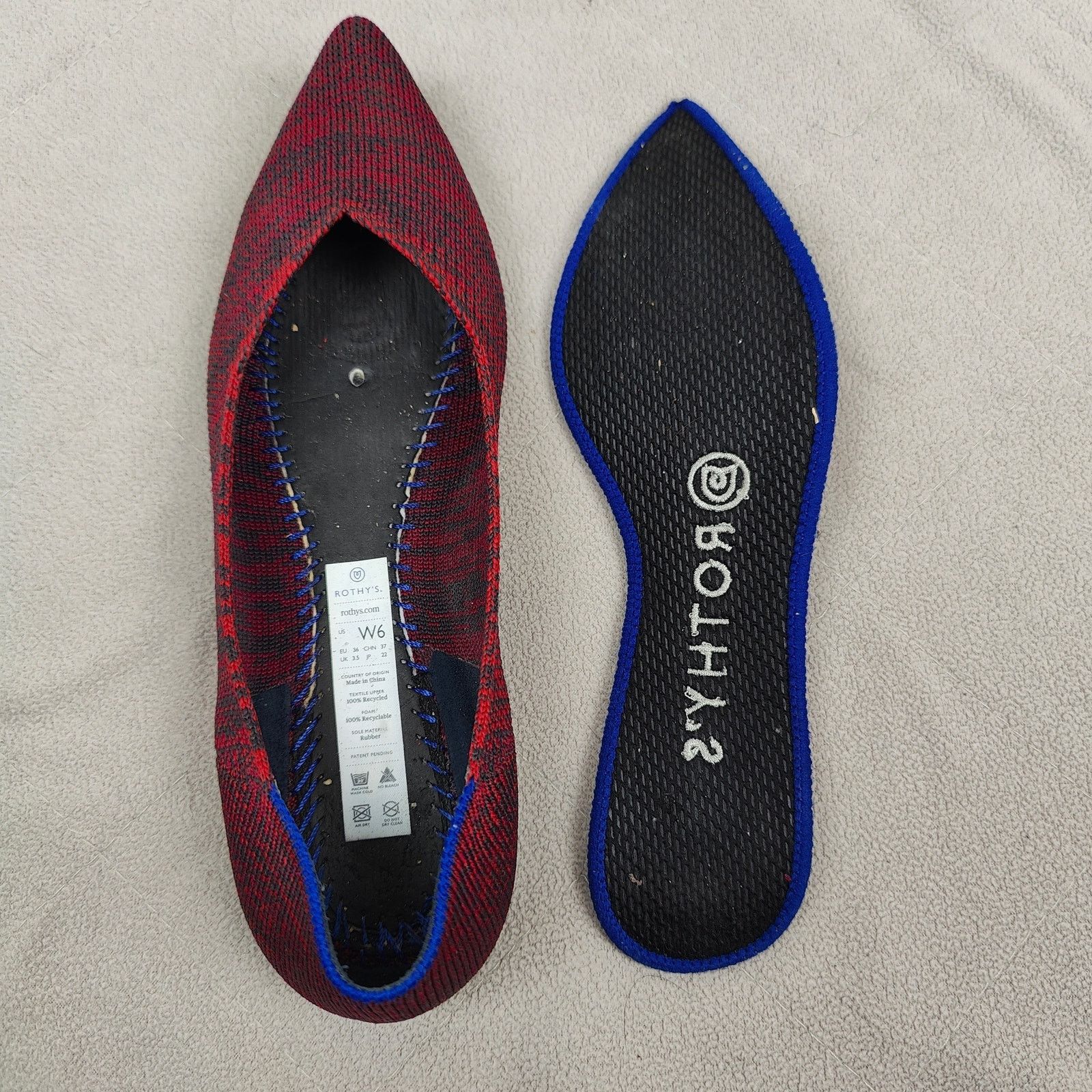 Other Rothy's The Point Flat Womens 6 Crimson Heather Red Size US 6 / IT 36 - 7 Thumbnail