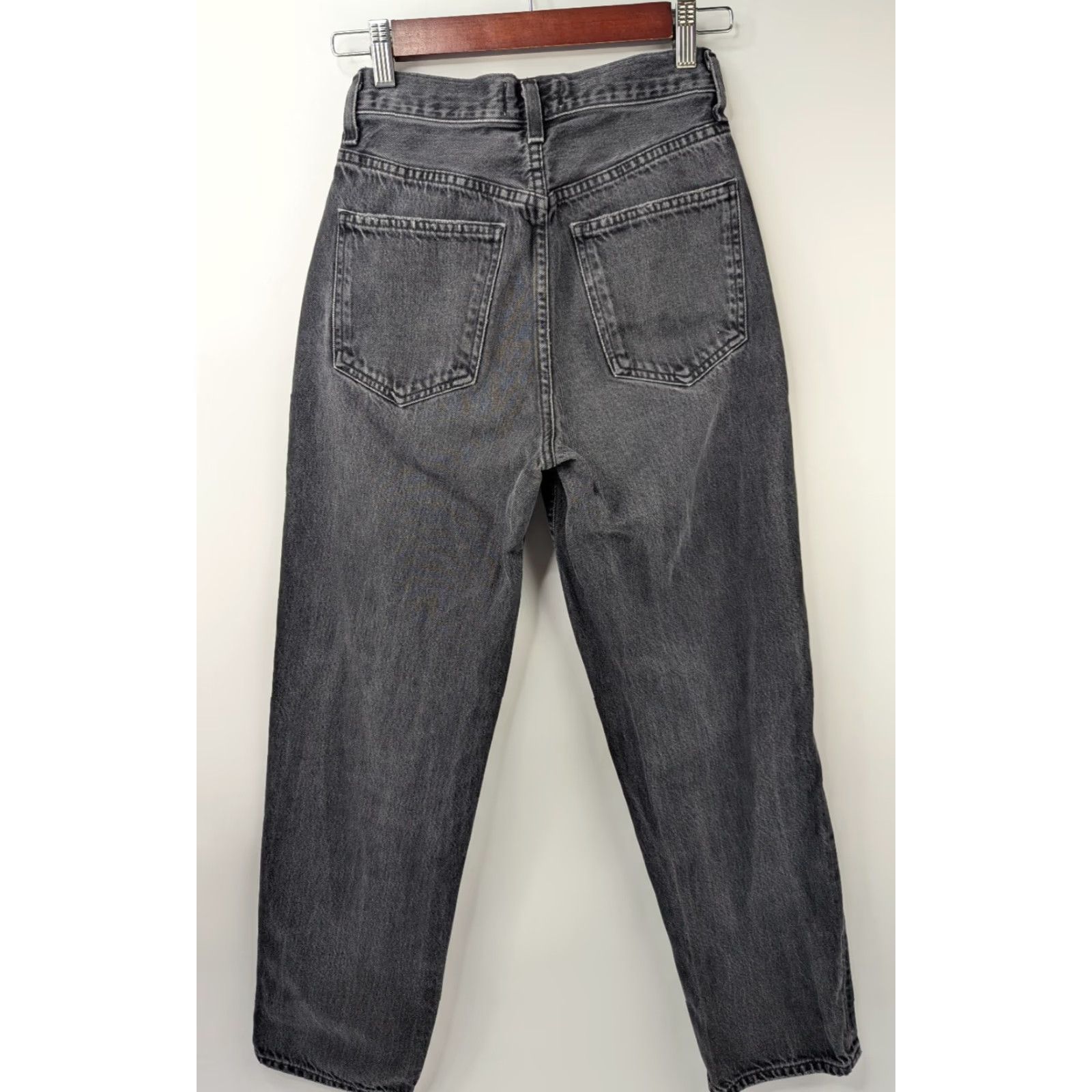 Agolde AGOLDE Jeans Womens 23 High Rise Straight Denim Black Charcoal Wash Size 40" / US 18 - 3 Thumbnail