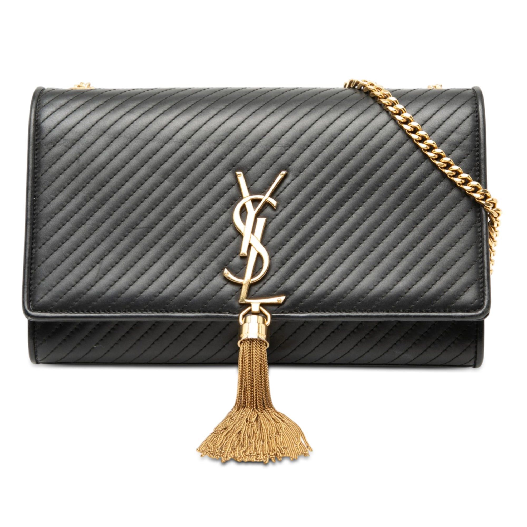 Saint Laurent Paris Medium Diagonal Quilted Calfskin Monogram Kate Tassel Crossbody Size ONE SIZE - 1 Thumbnail