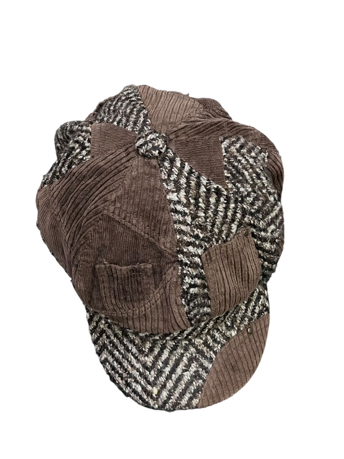 Designer Grunge Vintage Japanese Patchwork Corduroy Newsboy Hat Size ONE SIZE - 8 Thumbnail