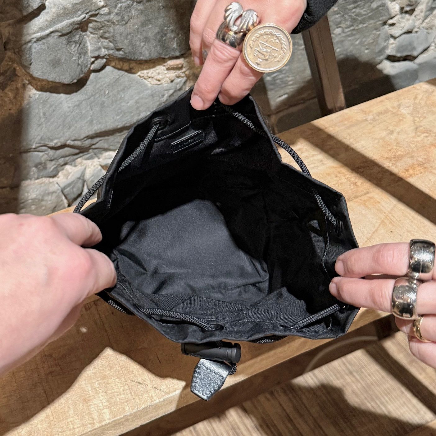 Burberry Burberry Black Nylon Phoebe Drawstring Mini Bucket Pouch Size ONE SIZE - 9 Thumbnail