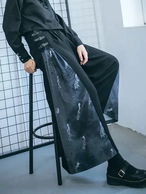 Vintage High Waist Print Wide Leg Pants Fashion New
