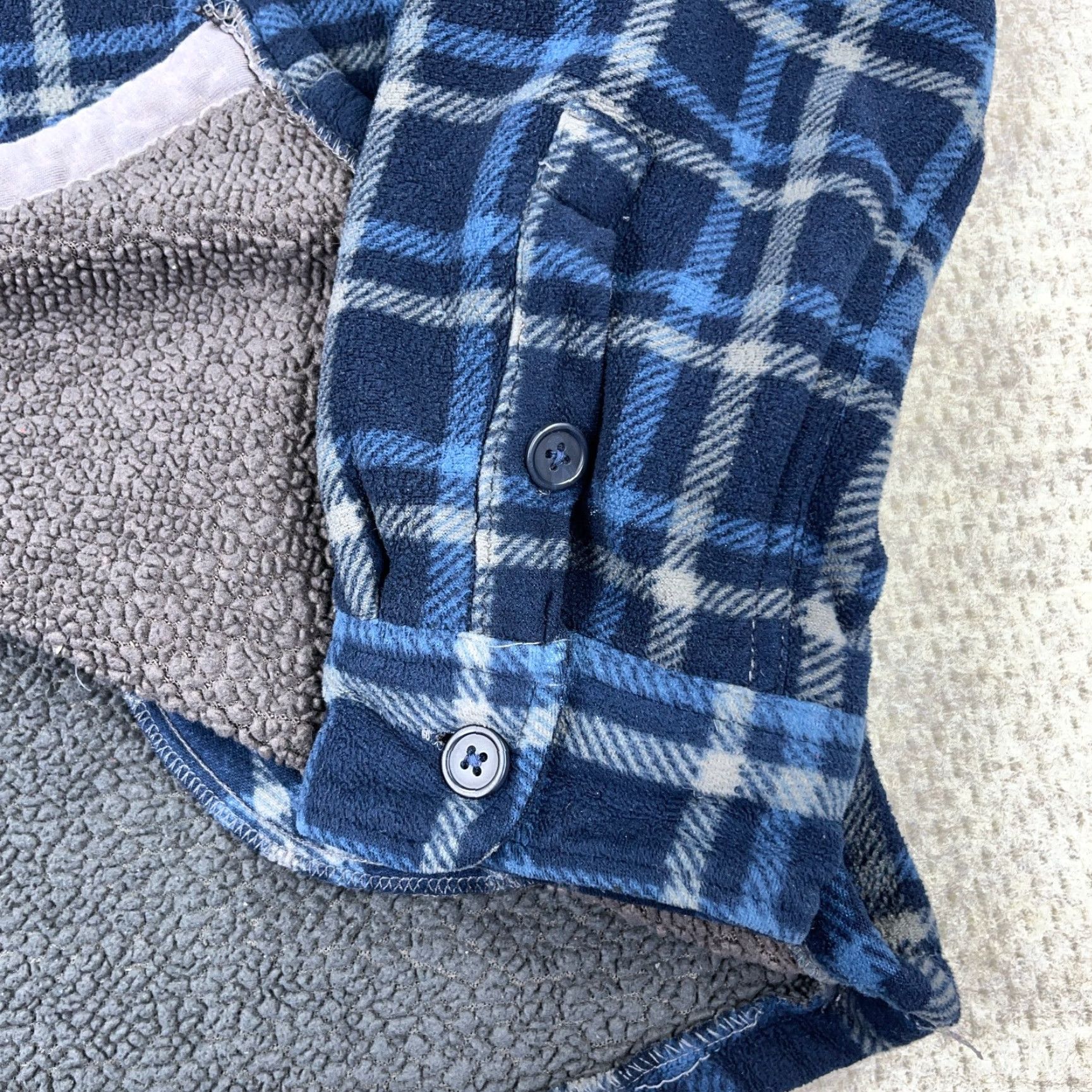 Vintage Boston Traders Shacket Men XL Blue Plaid Fleece Shirt Jacket Sherpa Lined A24* Size US XL / EU 56 / 4 - 4 Thumbnail