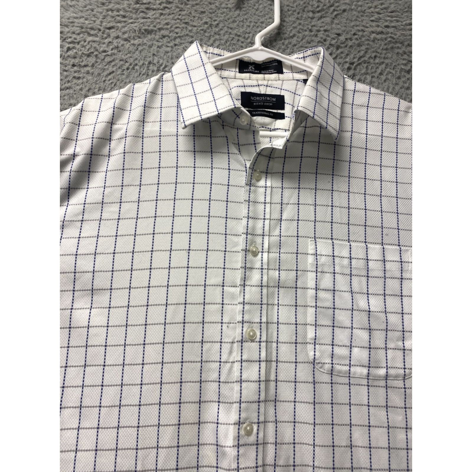 Nordstrom Nordstrom Shirt Mens 17 36 Button-Down Long Sleeve Cream Check /107-10 Classic Casual Men's Button Up Shirt Size US XL / EU 56 / 4 - 3 Thumbnail