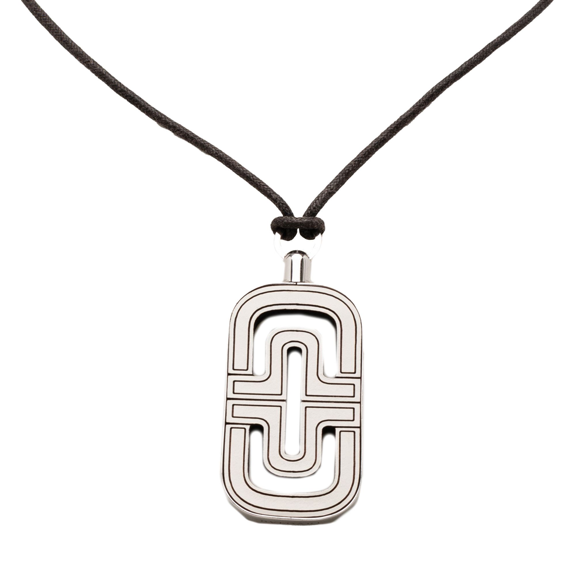 Bvlgari Bvlgari Sterling Silver and Leather Parentesi Pendant Necklace Size ONE SIZE - 1 Thumbnail
