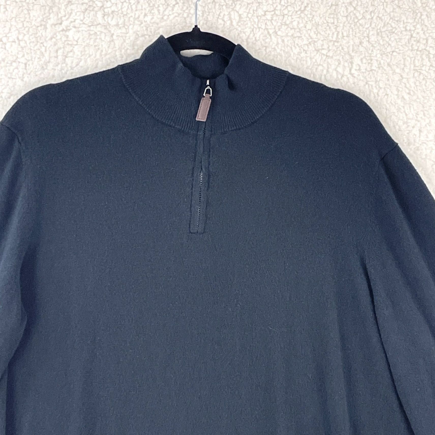 Christian Lacroix Christian Lacroix Sweater Mens Large Black Knit Long Sleeve 1/4 Zip Mock Neck Pullover Size US L / EU 52-54 / 3 - 3 Thumbnail