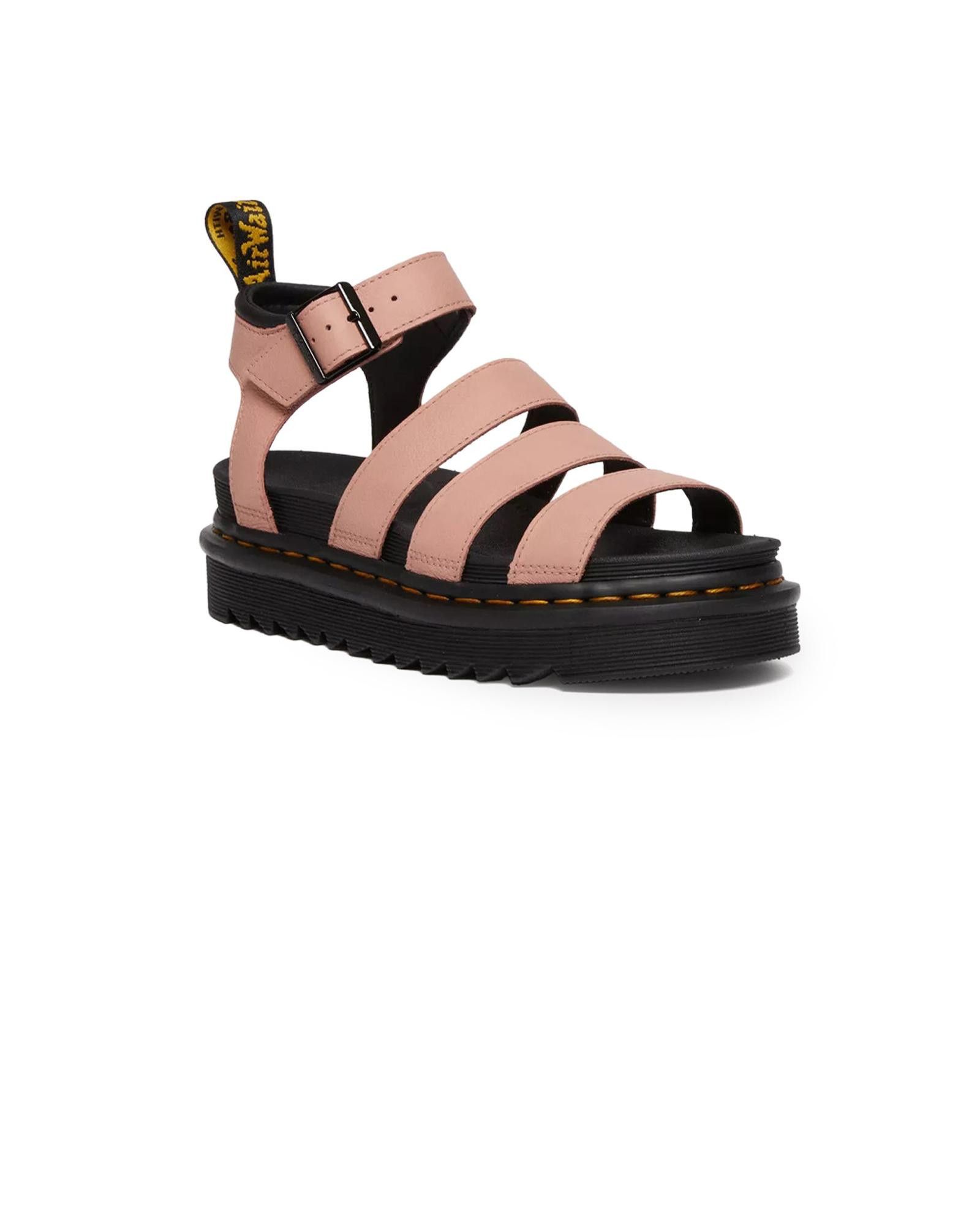 image of Dr Martens Leather Buckle Sandals With Open Toe in Pink, Women's (Size 7)
